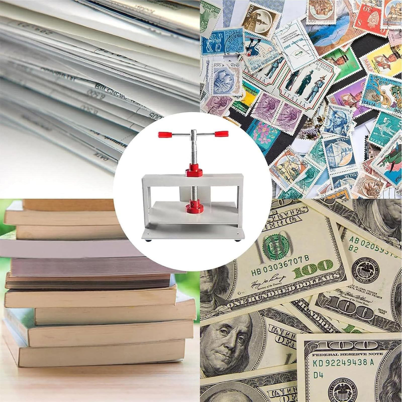 Spianatrice Manuale, Pressa per Carta per Buoni Finanziari per Banconote, Macchina per Spianare Libri D'archivio, Pressa per Carta Piana A3/A4 Adatta per Fatture, Libri, Buoni, ECC,A4