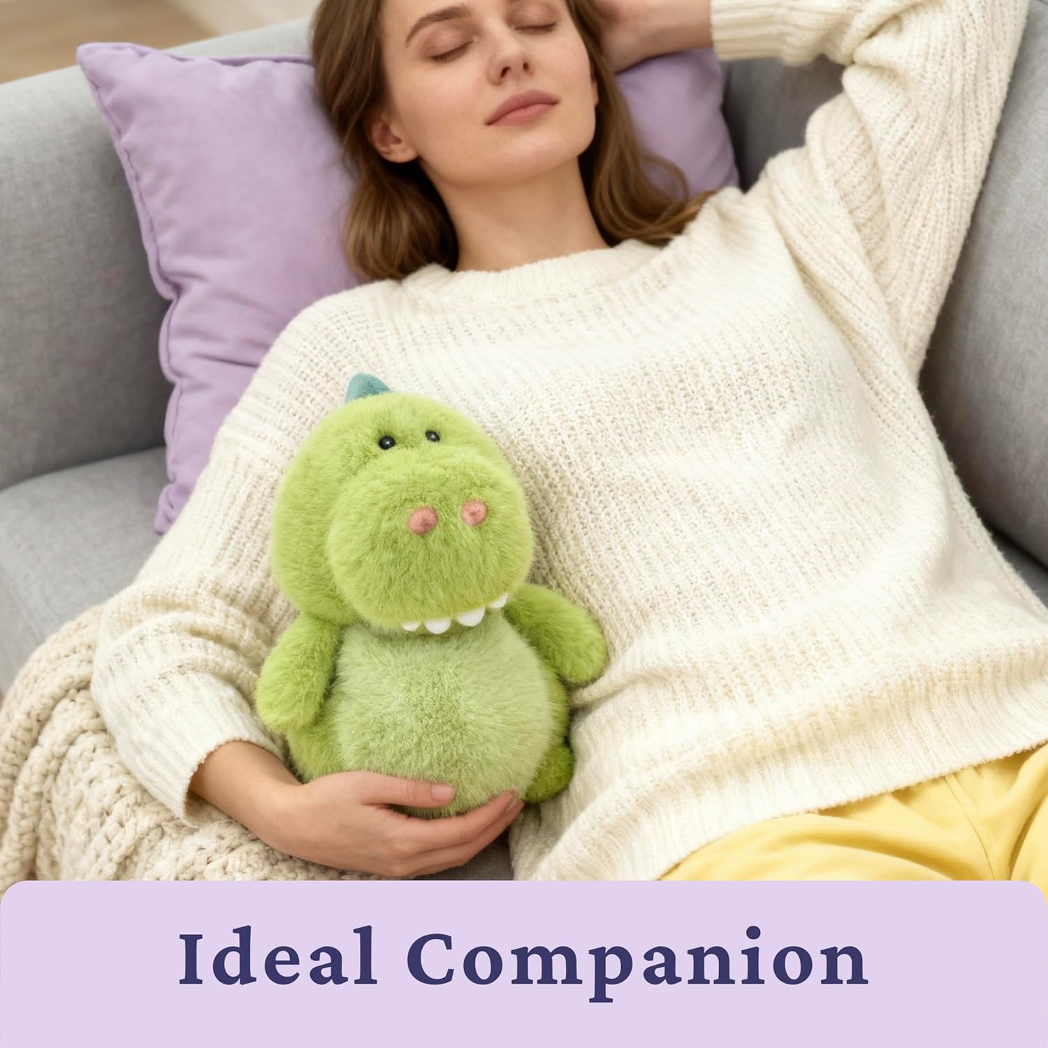 IKASA Microwavable Dinosaur Stuffed Animal,Heating Pad for Comfort and Warmth, Heatable and Coolable 1.5lbs Weighted Lavender Scent Plush Toy, Gift for Kids Boys Girls Adults