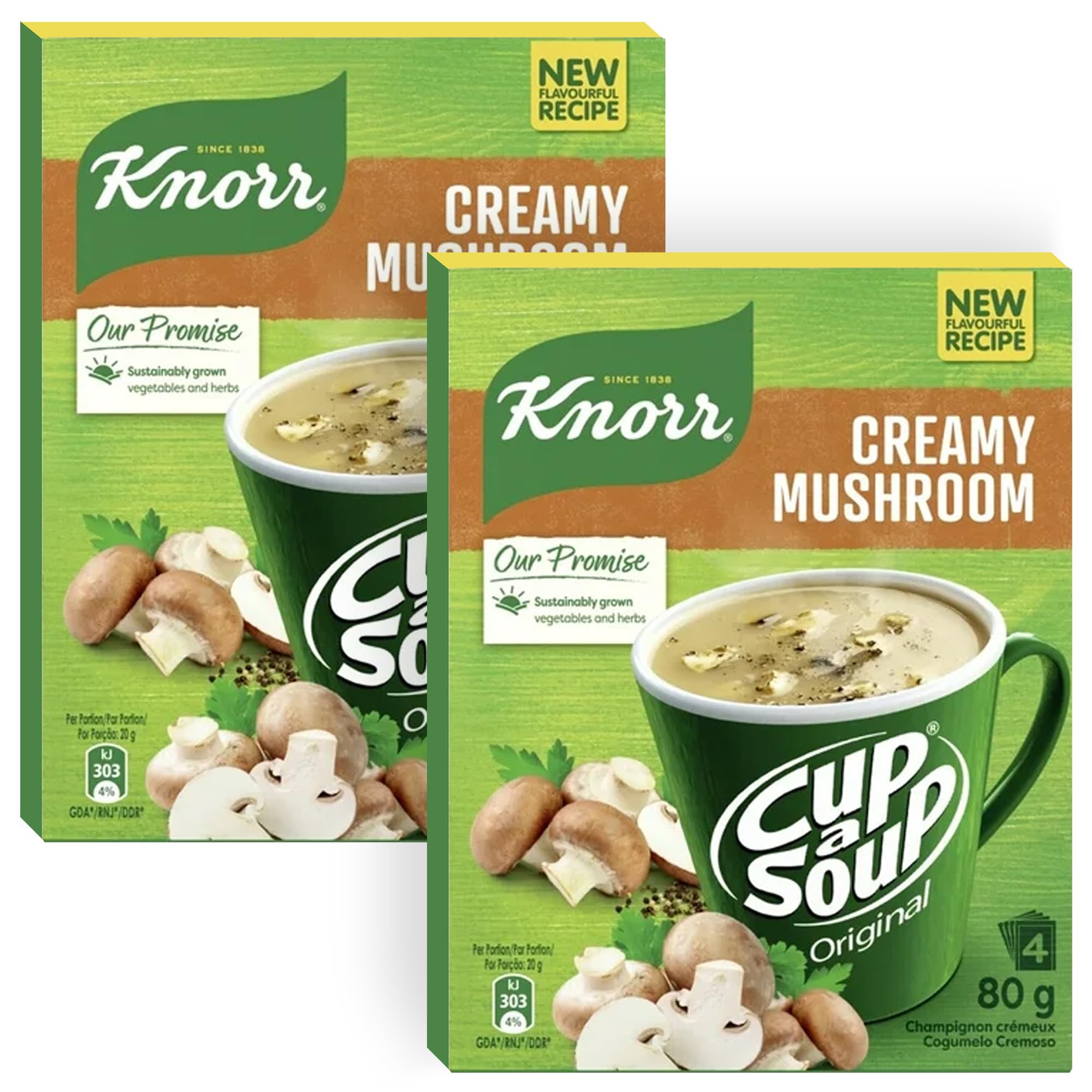Creamy Mushroom Cup a Soup, 2 Boxes (8 Sachets) - Rich, Wholesome & Quick Instant Soup, Ready in 1 Minute