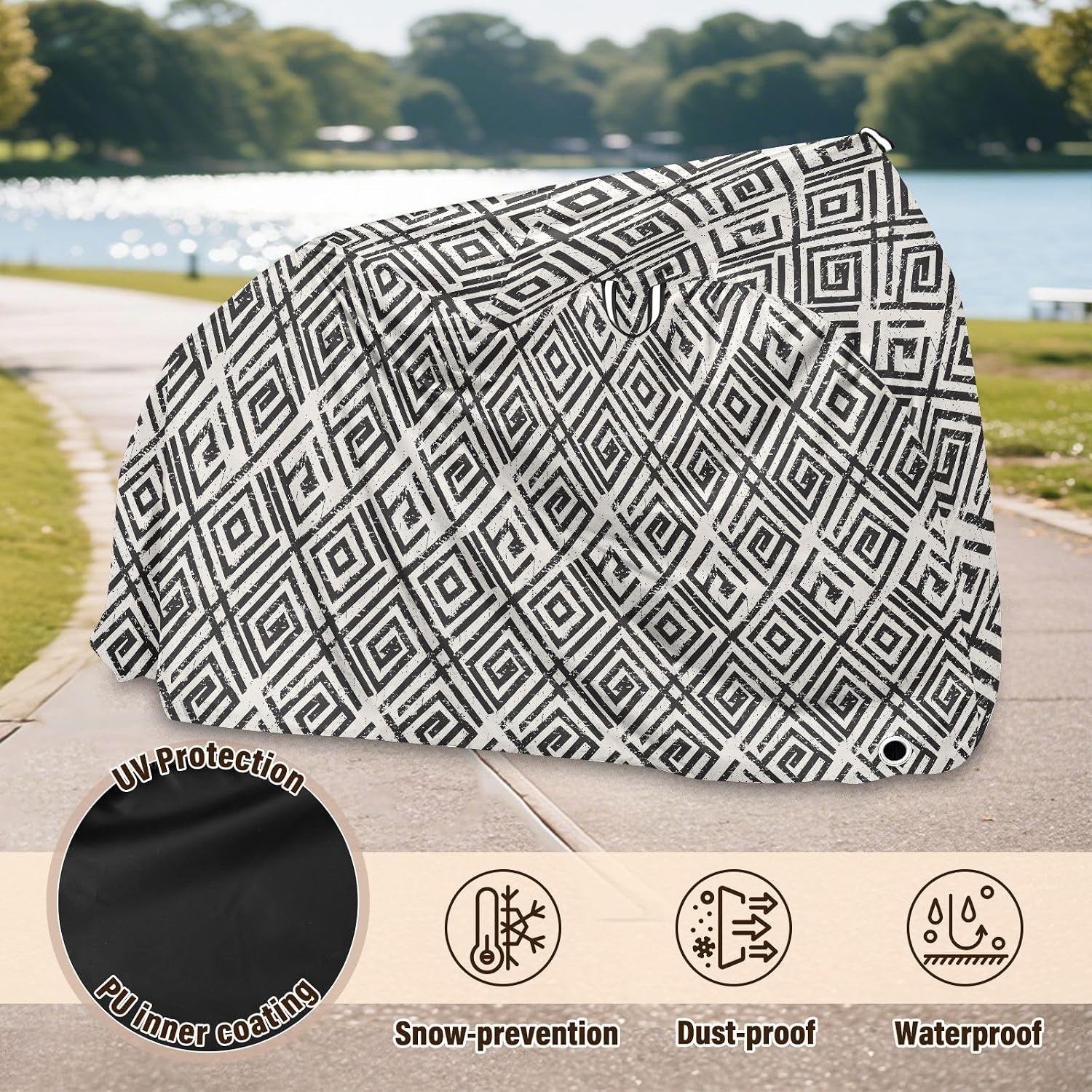 ALAZA Grunge Black Stripe Bike Cover Waterproof Outdoor Ebike Bicycle Covers Tarp Protection for 1/2 Bikes, Sun UV Dust Wind Proof