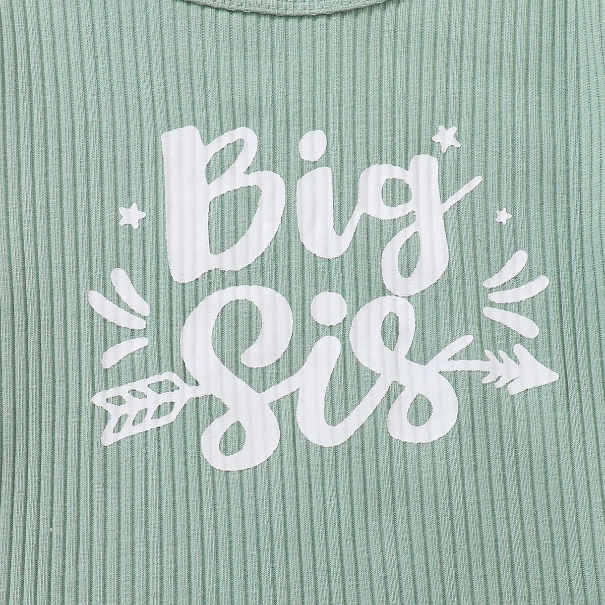 BIRTHDAY SHARK Big Sister Little Sister Matching Outfit Girl Floral Outfit Set Green Ruffle Top with Bow Headband