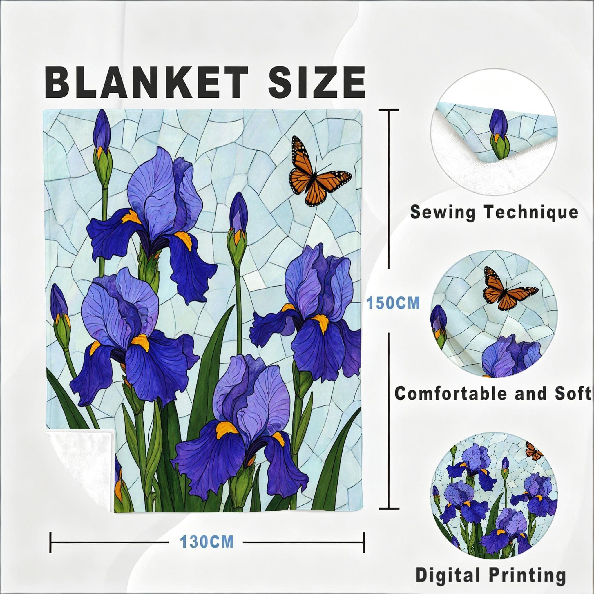 Coperta Matrimoniale 180x200 cm Fiore Viola Pile Flanella Motivo-A100