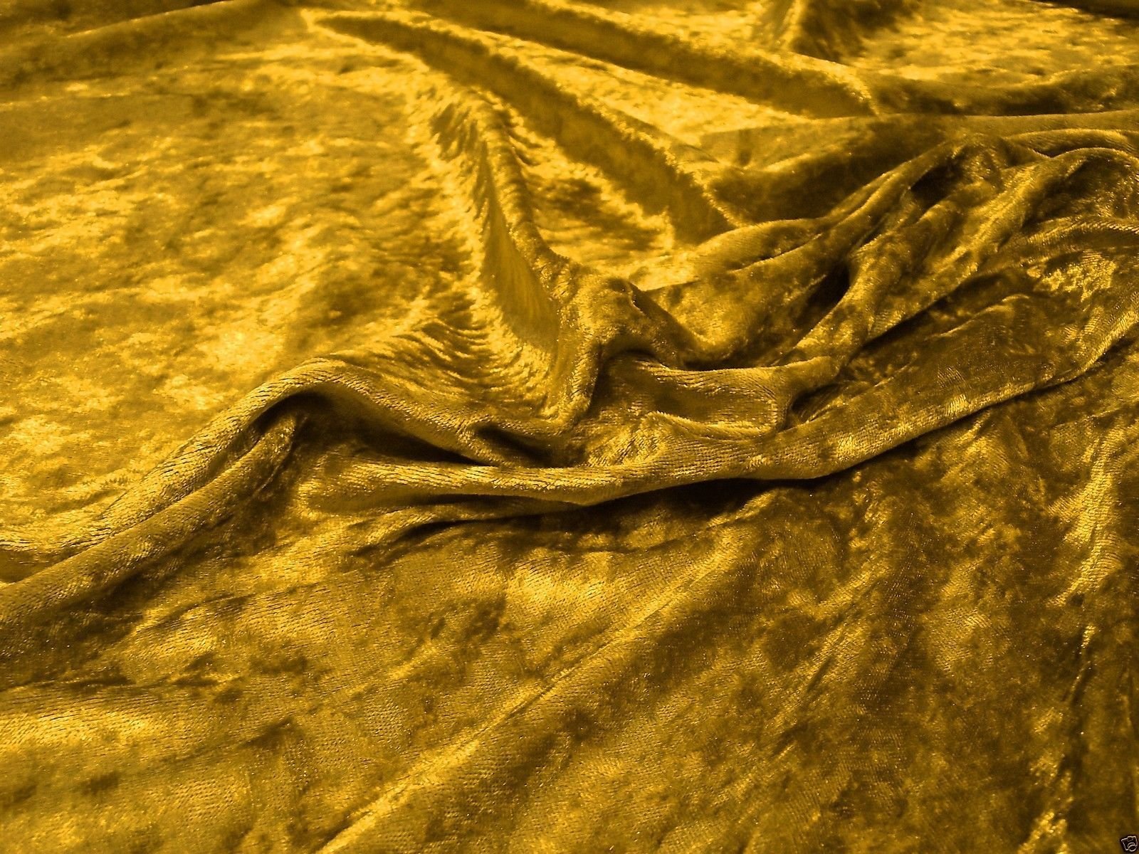 Crs Fur Fabrics Gold Crushed Velvet Velour Fabric Material - 1Mtr - 150Cmx100cm