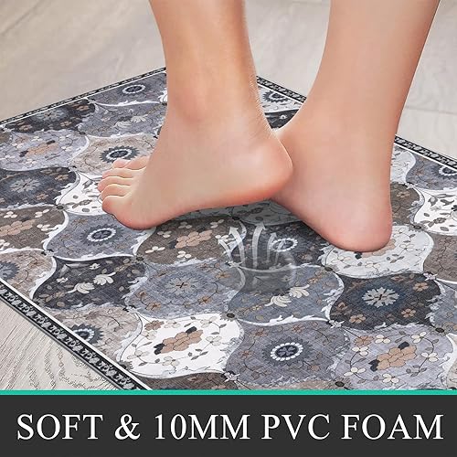 Miniatura 6 de Bsmathom Juego de 2 tapetes acolchados antifatiga para cocina de granja, antideslizantes, tapetes de cocina cómodos, impermeables, juego de