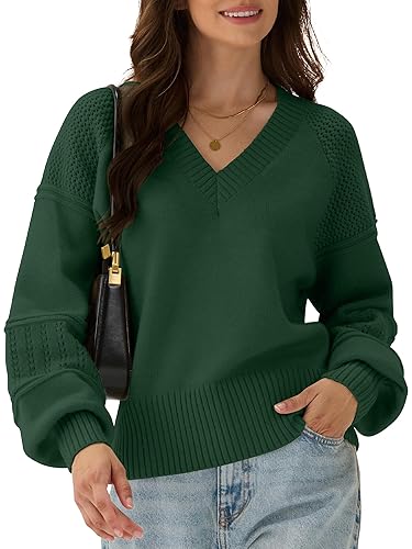 ZAFUL Womens 2025 Cropped Sweaters Fall Chunky Long Sleeve V