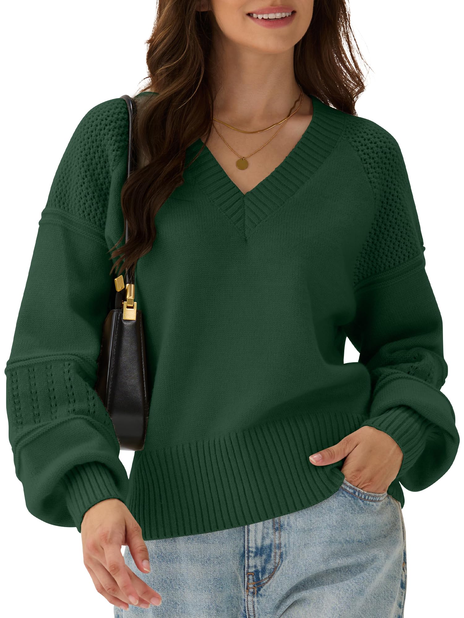 ZAFUL Womens 2025 Cropped Sweaters Fall Chunky Long Sleeve V Neck Clothes Cozy Casual Outfits Winter Trendy