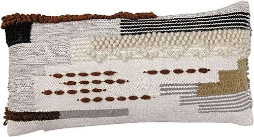 Trade Star Funda de almohada altamente duradera de alta calidad, moderna, bohemia, copetuda, lumbar, 100% algodón, funda de almohada para sofá (12 x