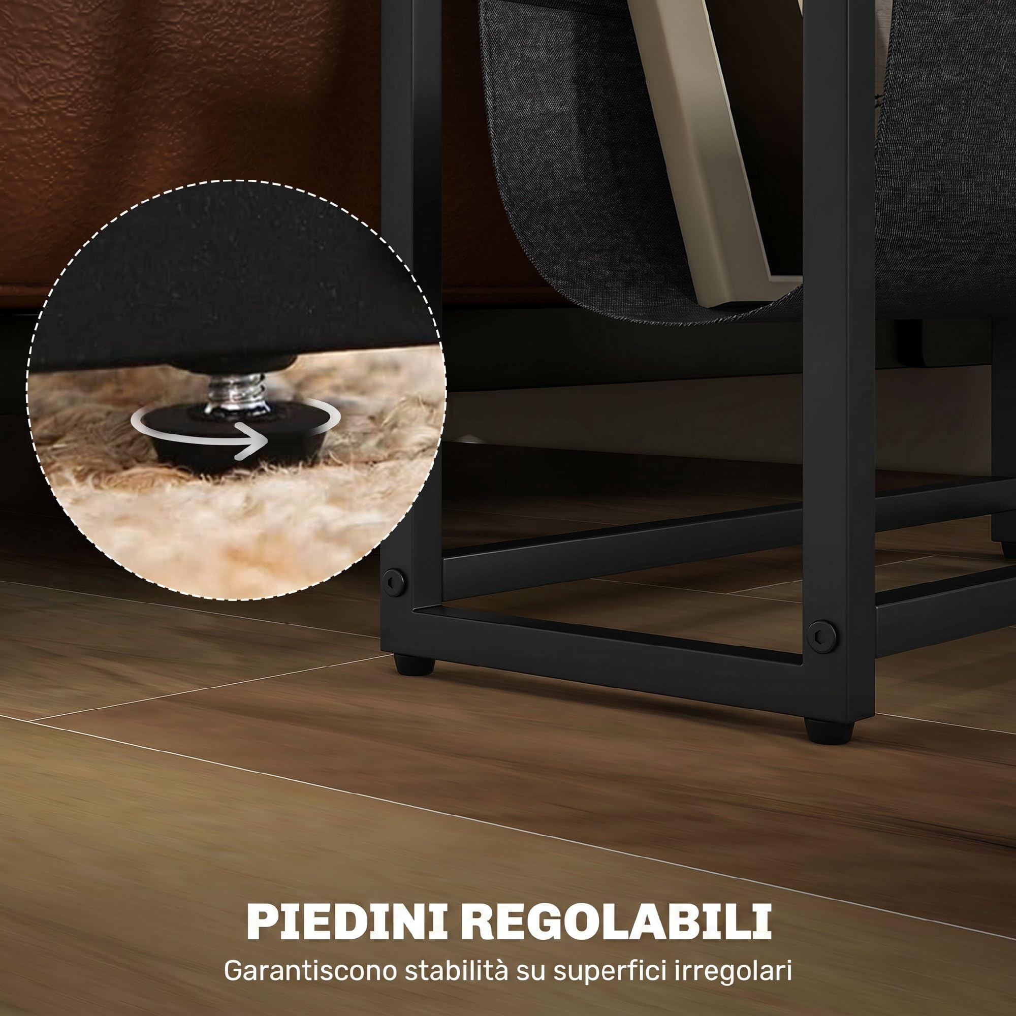HOMCOM Tavolino da Soggiorno Industriale 43x18x56 cm Marrone Rustico