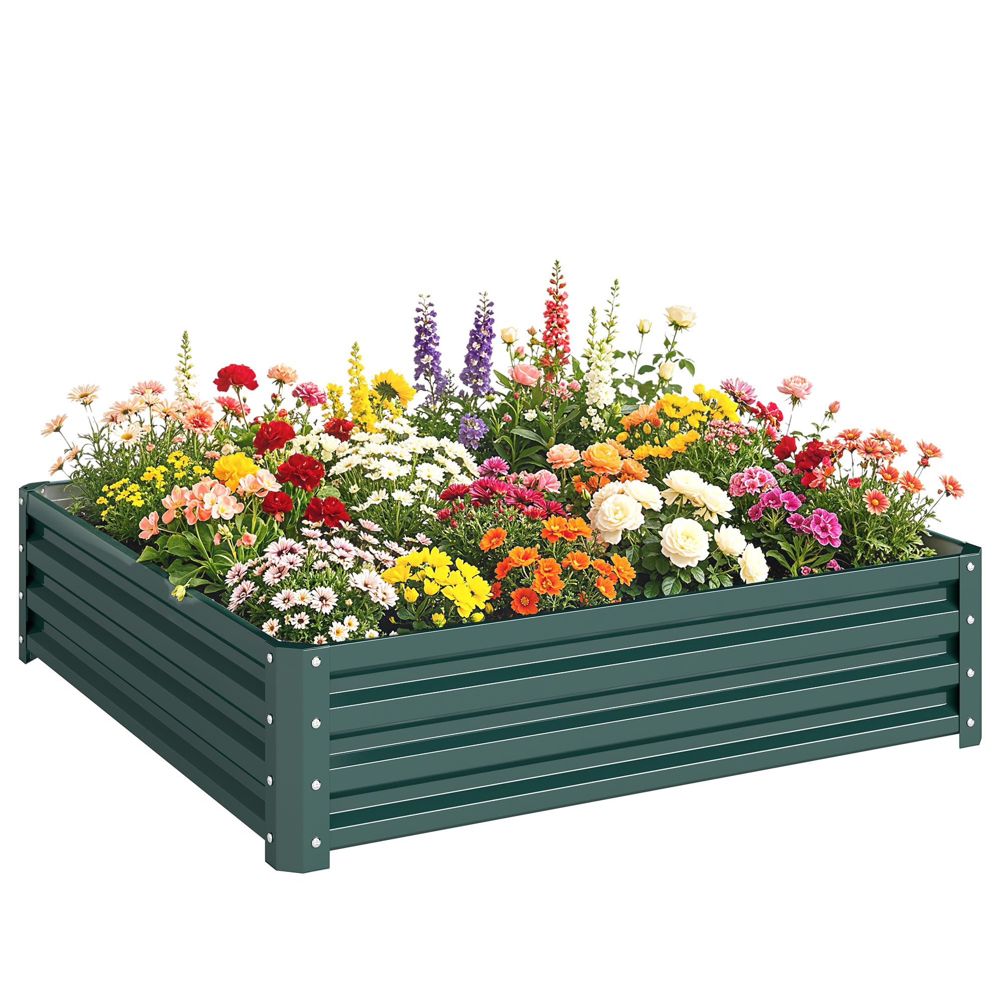 Outsunny Unisex Grey Raised Garden Bed Metal Garden Flower Vegetable Planter In