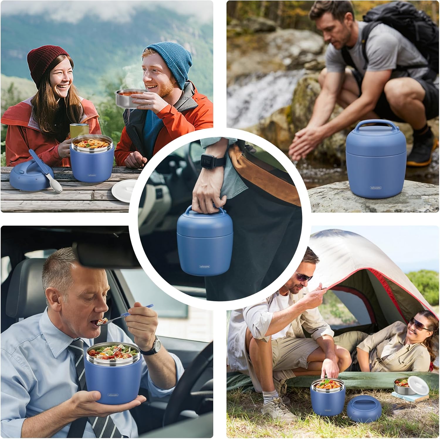 wiwens 32oz Thermo Food Jar Adults Kids Insulated Soup Lunch Container for Hot Food Wide Mouth Vacuum Stainless Steel Leakproof Bento Box with Spoon