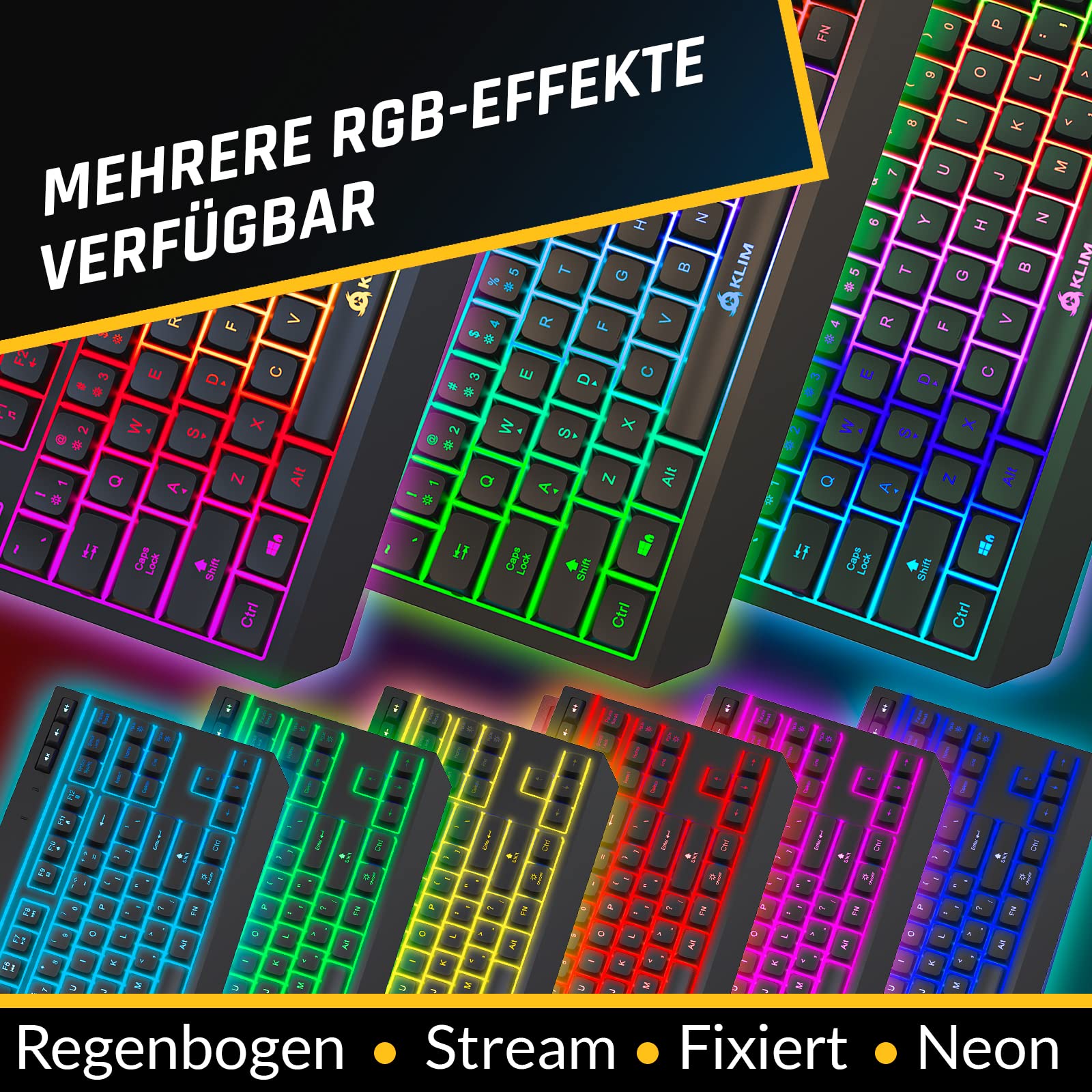 KLIM Duo – nowość 2023 – klawiatura bezprzewodowa – kompaktowa, wytrzymała, ergonomiczna – podświetlana klawiatura TKL bezprzewodowa – bezprzewodowa mysz i klawiatura RGB – trwała wbudowana bateria