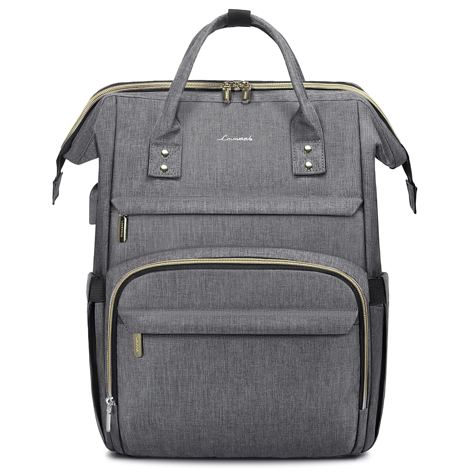 LOVEVOOK Laptop Backpack for Women,18 Inch Professional Womens Travel Backpack Purse Computer Laptop Bag Nurse Teacher Backpack,Waterproof College Work Bags Carry on Back Pack with USB Port,Grey