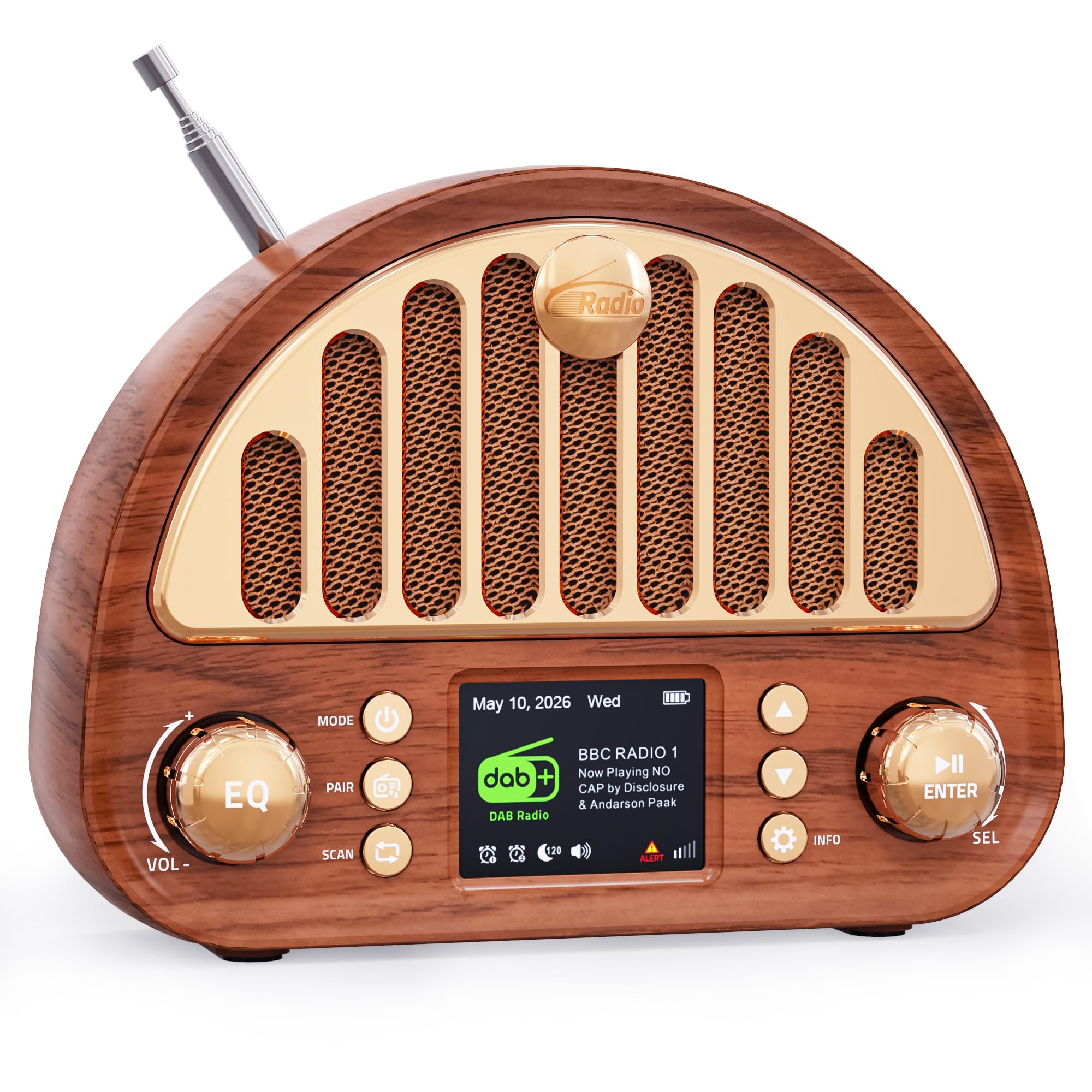 ROCAM Radio Retro Vintage Dab+/Dab/FM con Bluetooth 5.0 & 3000mAh Batería