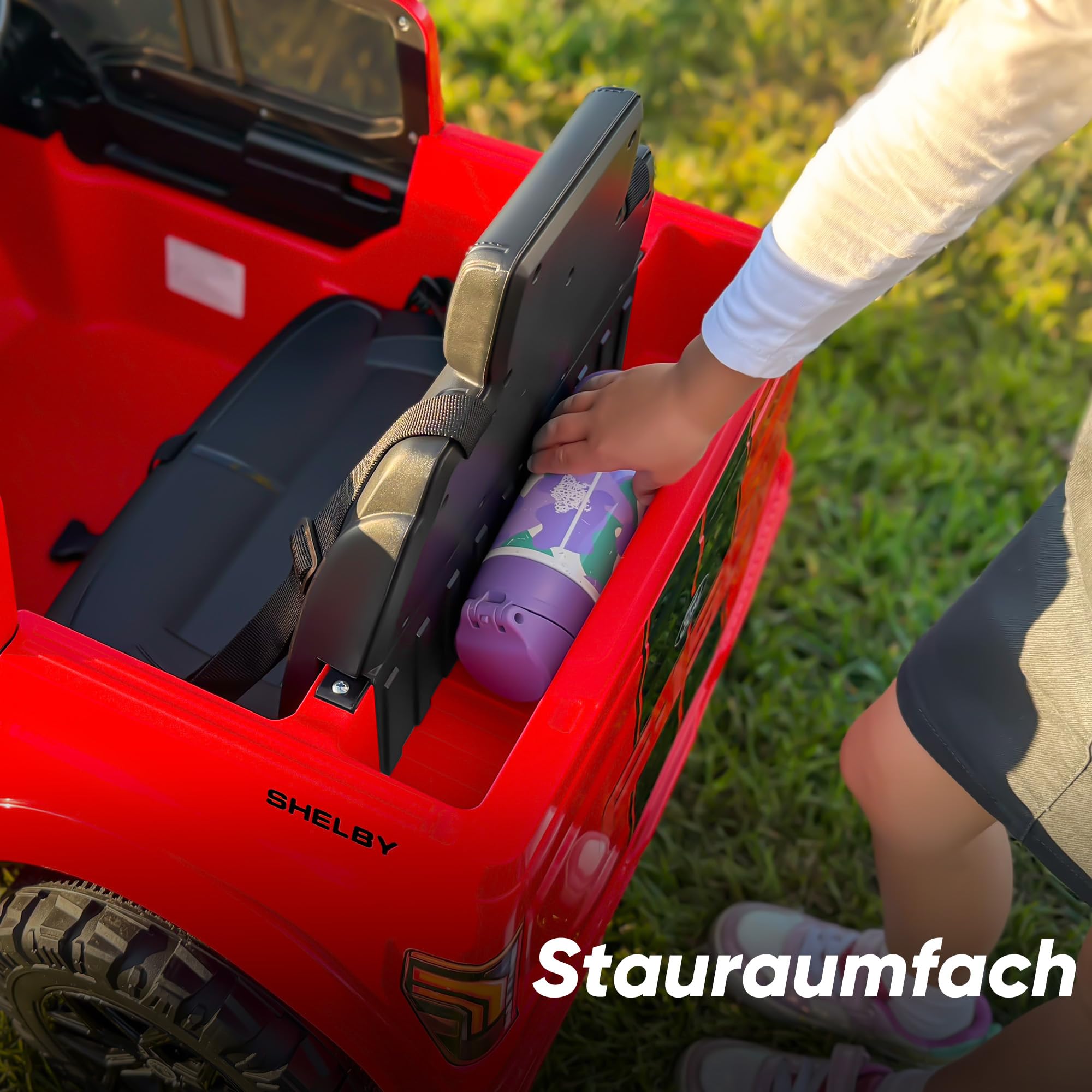 Hikiddo Ford Shelby F-150 Lizenziertes Kinder Elektroauto, 12V Elektroauto für Kinder ab 3 Jahre mit Fernbedienung - Rot