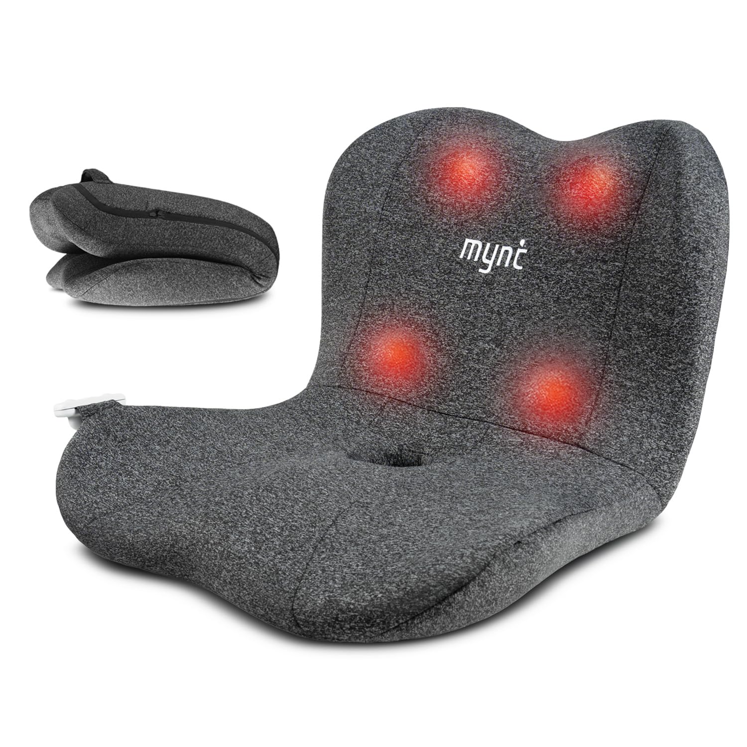 Mynt Lower Back Massager, Shiatsu Hip Massager, Lumbar Rolling Massage Seat Cushion with Heat, Foldable Ergonomic Support Cushion for Home Office Help Improve Sitting Posture, Gifts for Mom
