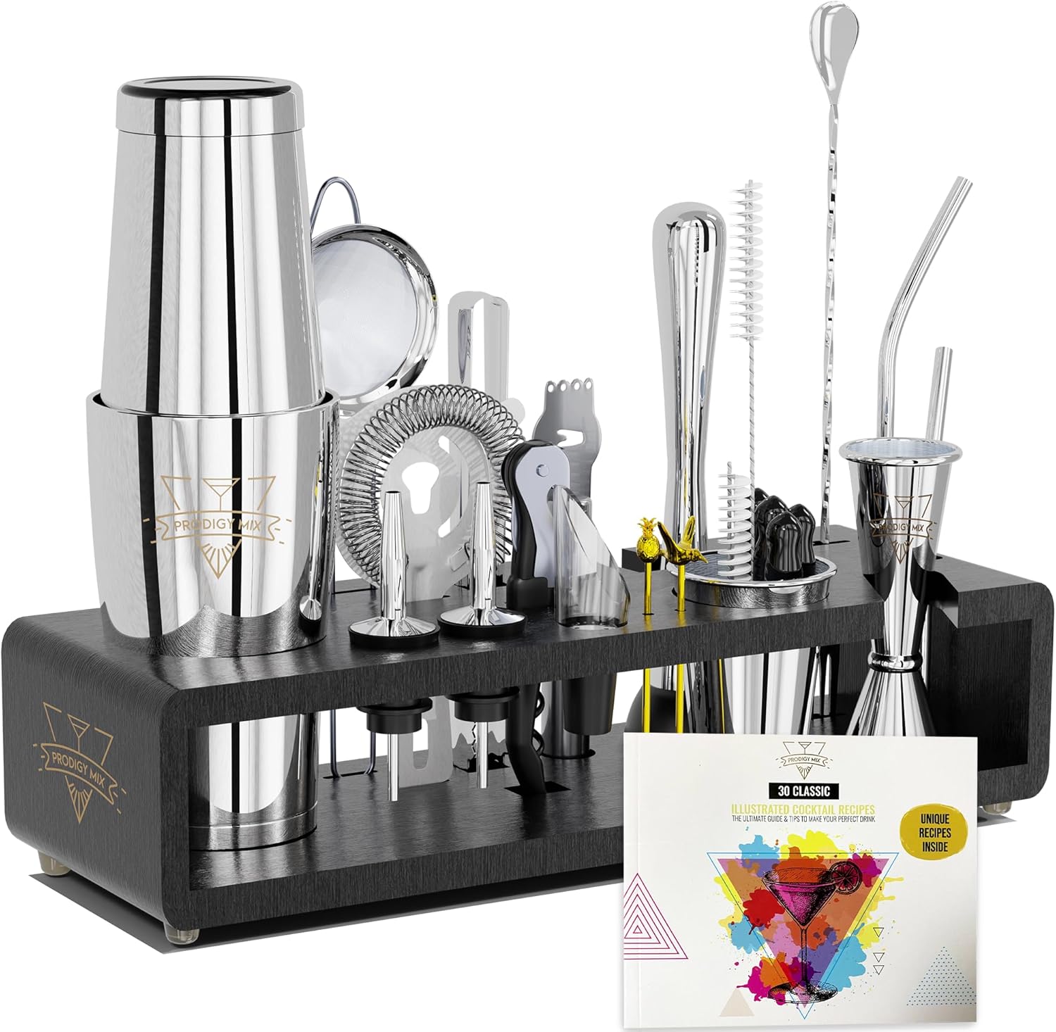 Elite Mixology Bartender Kit 20-Piece Boston Cocktail Shaker Set for Mixing with Stand- Indestructible Bar Accessories Bartending Kit, Cocktail Bar Set, Bartender Set, Bonus Recipe Cards Bar Tools Elite Mixology Bartender Kit 20-Piece Boston Cocktail Shaker Set for Mixing with Stand- Indestructible Bar Accessories Bartending Kit, Cocktail Bar Set, Bartender Set, Bonus Recipe Cards Bar Tools