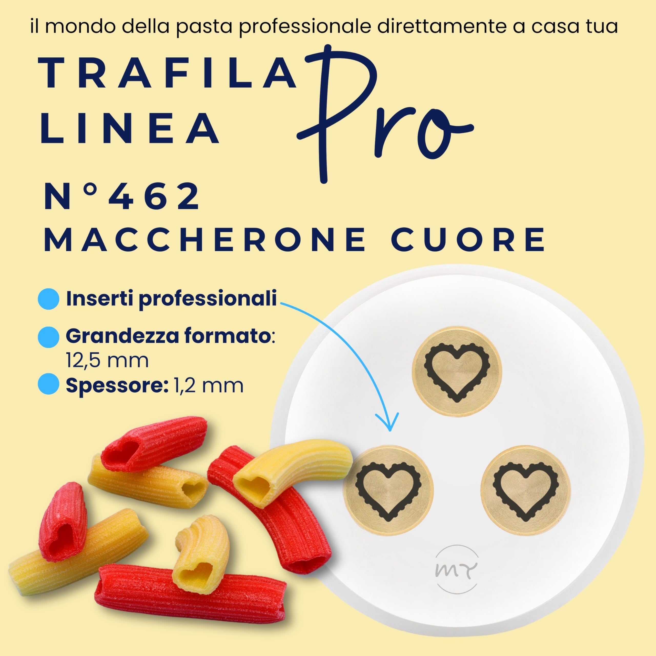 My Trafile - Trafila Linea Pro N°462 Maccherone a cuore in POM con inserti professionali compatibile con Philips Pasta Maker Avance/7000 series