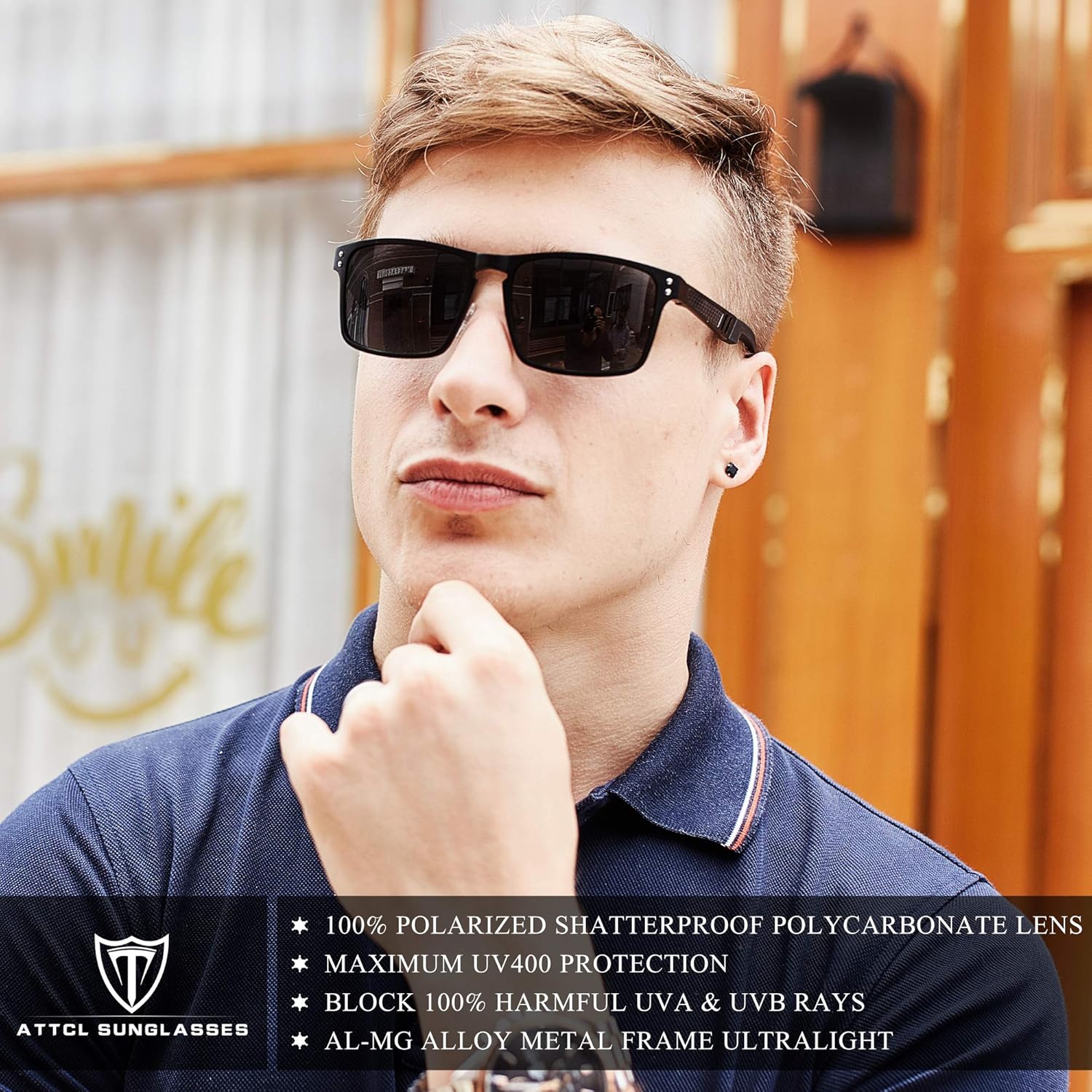 Miniatura 3 de ATTCL Gafas de sol polarizadas con protección UV para pescar golf conducción para hombres marco de metal Al-Mg ultra ligeras