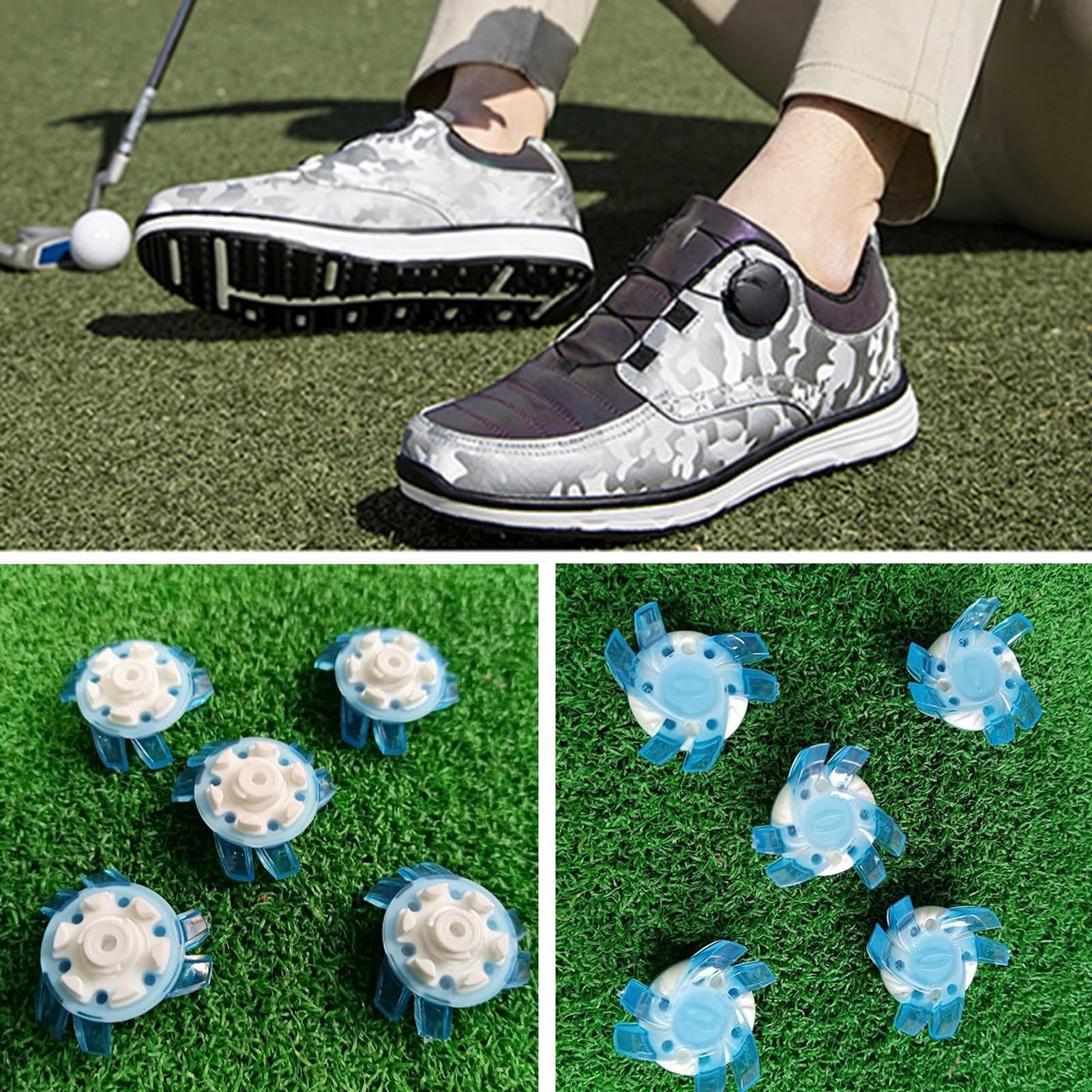 Genérico Chiodi per scarpe da golf, chiodi da golf, 12 pezzi con chiodi antiscivolo per scarpe da | Tacchetti veloci, chiave portatile, vite per campi da go