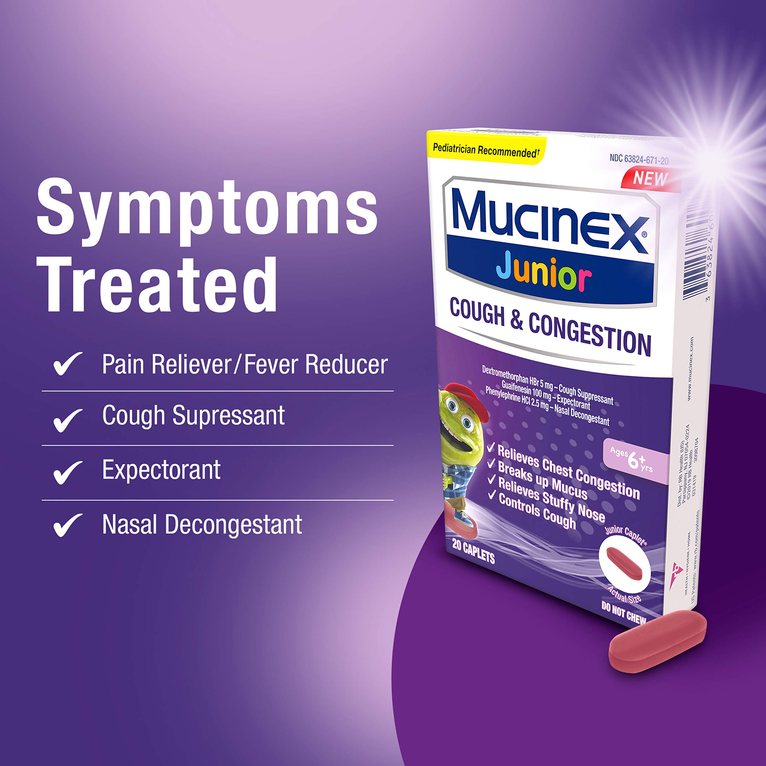 Nasal Decongestant, Cough Suppressant & Expectorant, Mucinex Junior