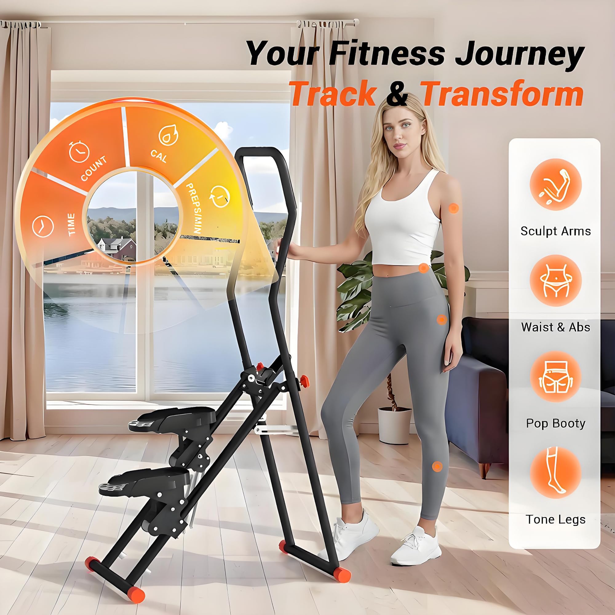 2026 Stair Stepper Home Fitness, Faltbares Treppensteiger mit 3 Stufen Widerstand, 110kg Tragkraft & Verstellbaren Lenker/Pedale, Ganzkörper-Workout Vertical Climber mit LCD-Display für Zuhause/Büro