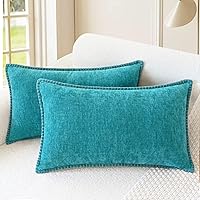 Vista 31 de CaliTime - Juego de 2 fundas de almohada decorativas de 16 x 16 pulgadas, con costuras en los bordes de hilo de algodón, chenilla suave teñida