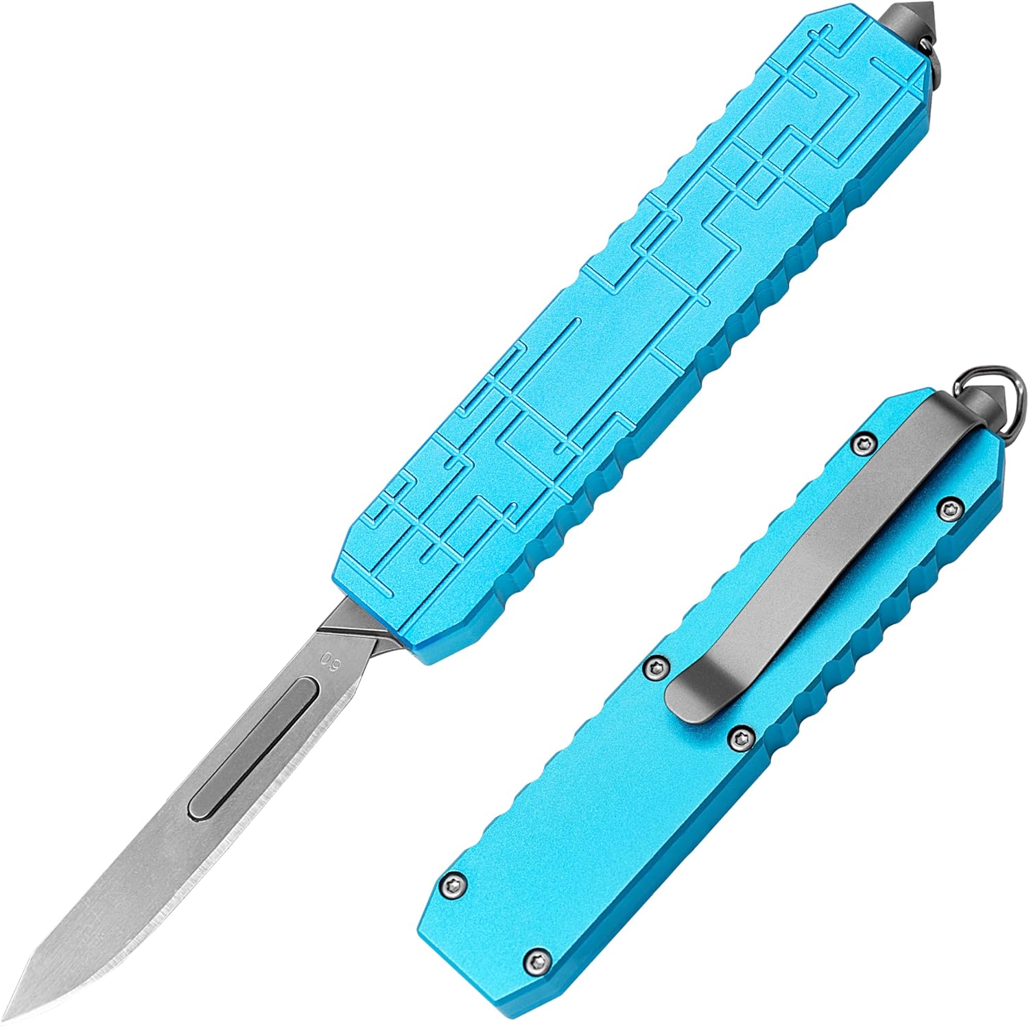 Aluminium Alloy Pocket Knife with Clip, Folding EDC Utility Knife, Box Cutter with 10pcs Carbon Steel Blades