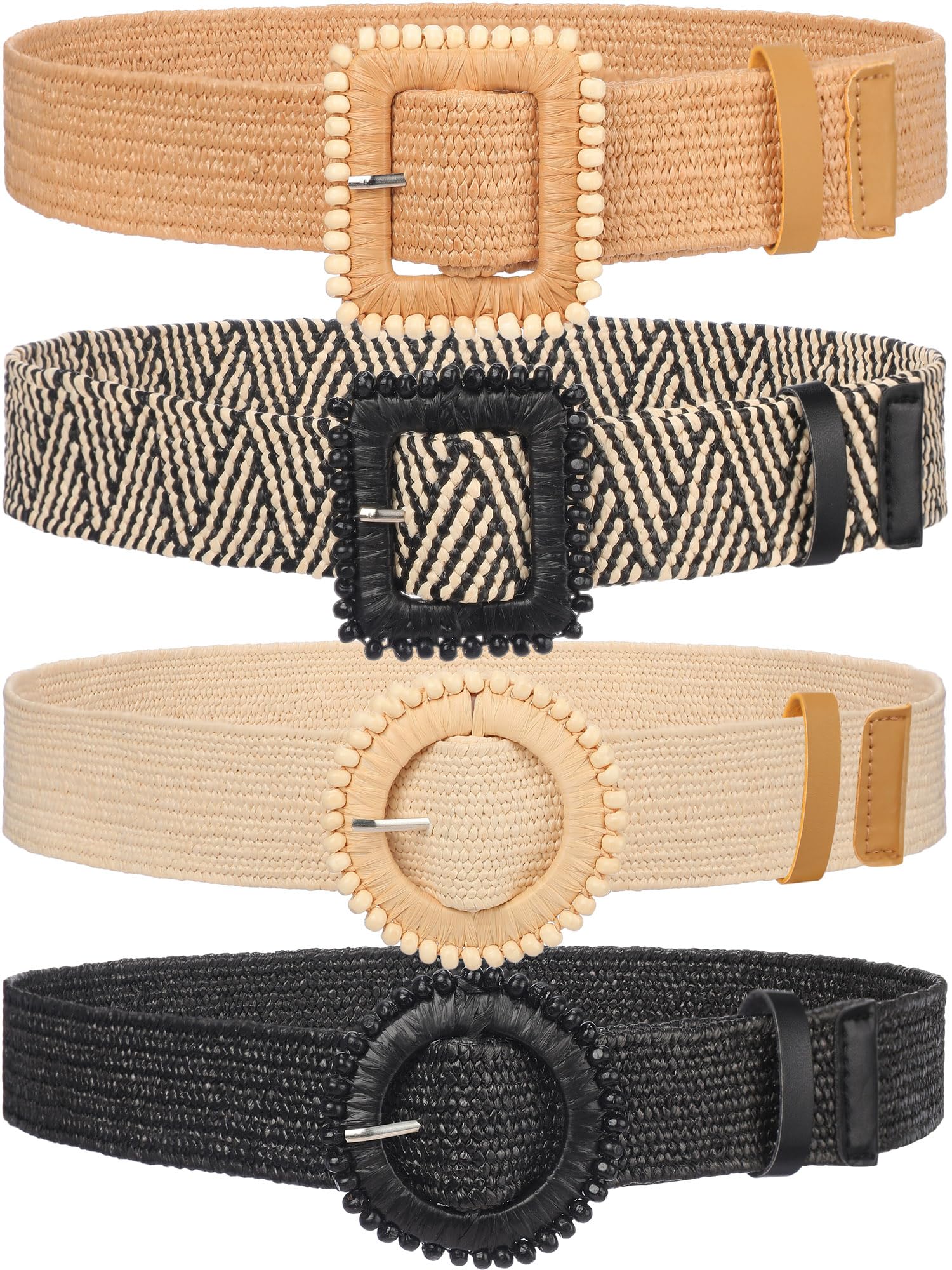 WILLBOND 4 Pcs Women Stretch Wide Straw Belt