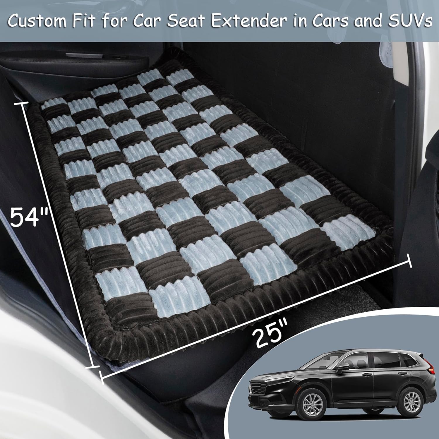 Dog Bed for Car Back Seat, Non-Slip Backseat Dog Car Bed Mat, Soft Furry Travel Pet Mat, Washable Blanket Custom Fit for Backseat Extenders and Hammock Seat Covers(54"×25" Gray)