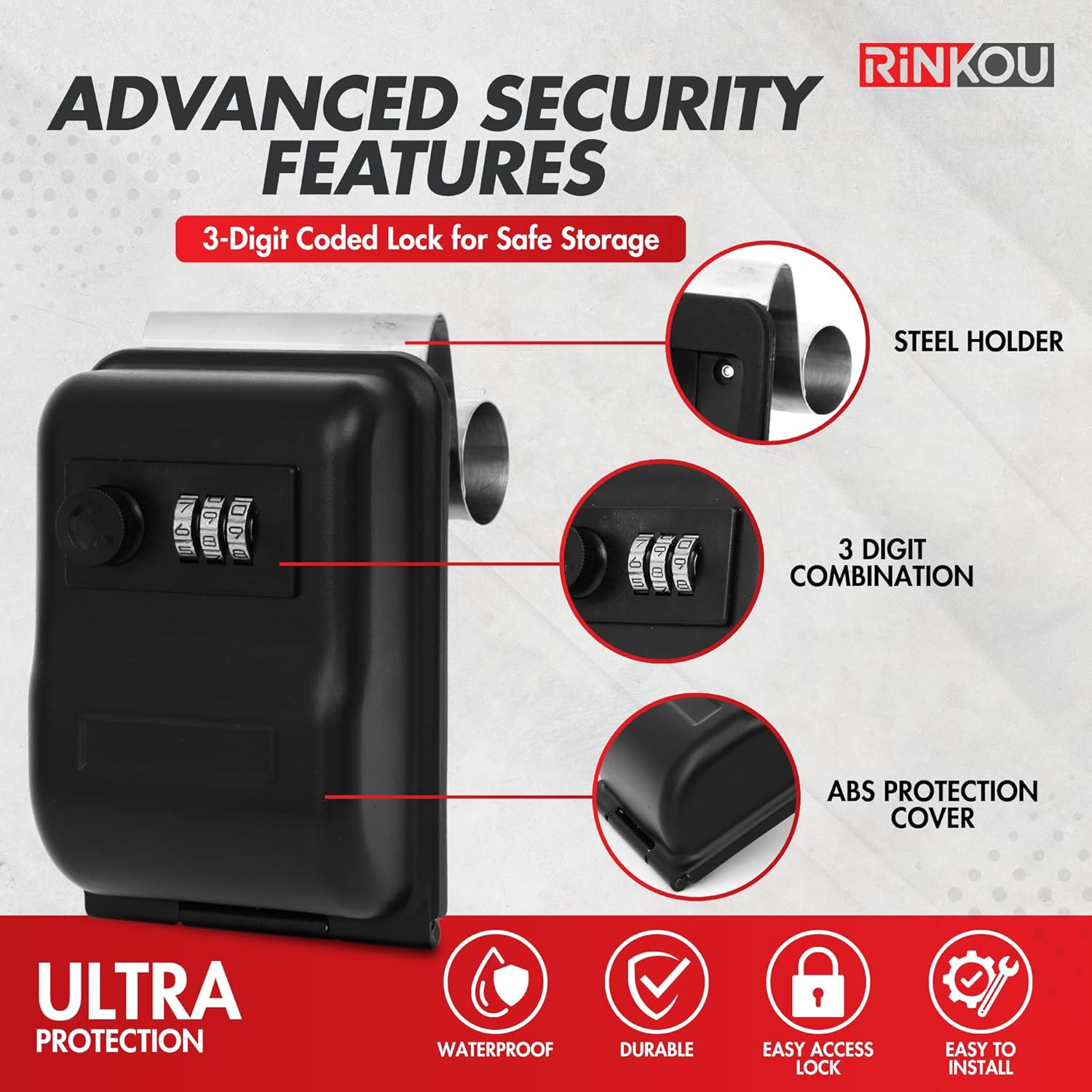 Car Key Lock Box – Heavy-Duty Car Lockbox for Keys with 3 Digit Combination Lockbox – Weatherproof Vehicle Key Lock Box for Turo, Rentals, Outdoor Use – Secure Key Safe for Car or Fence
