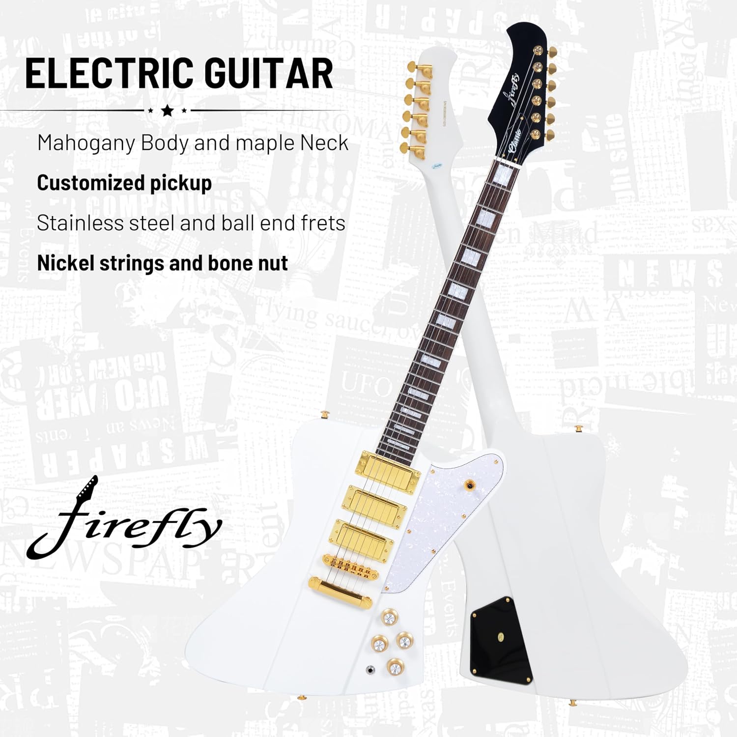 Firefly FFDB Electric Guitar White Color