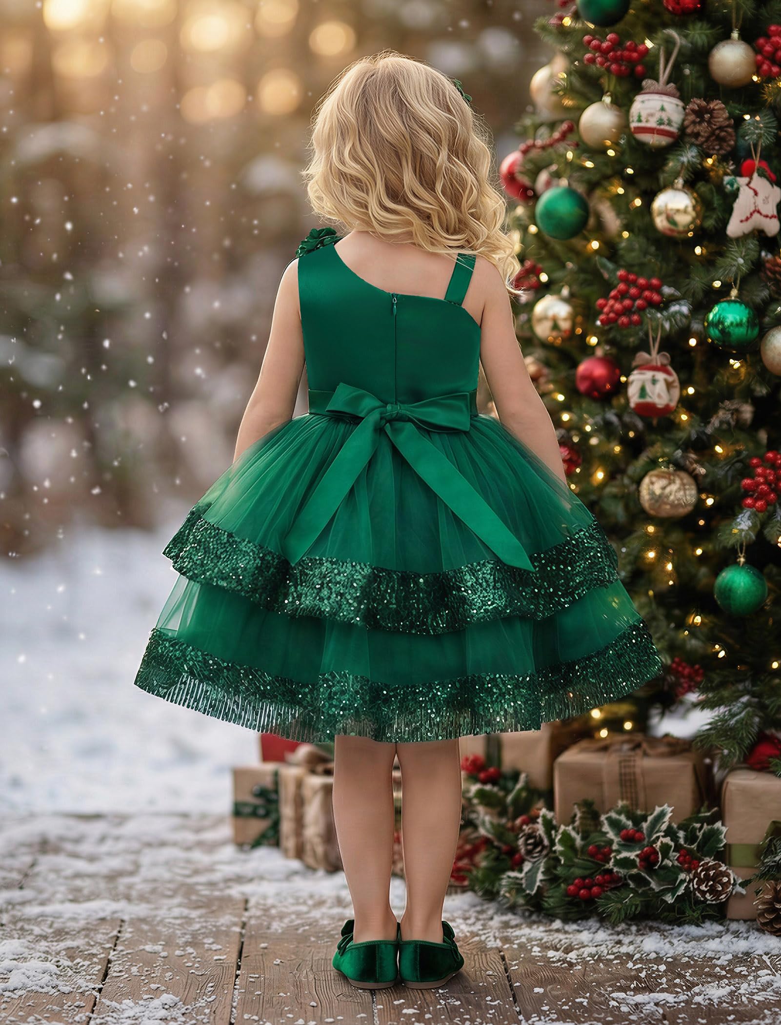 ABEHIK Vestito da principessa da bambina, con paillettes, vestito estivo in rete, tutù per feste, matrimoni, per bambini