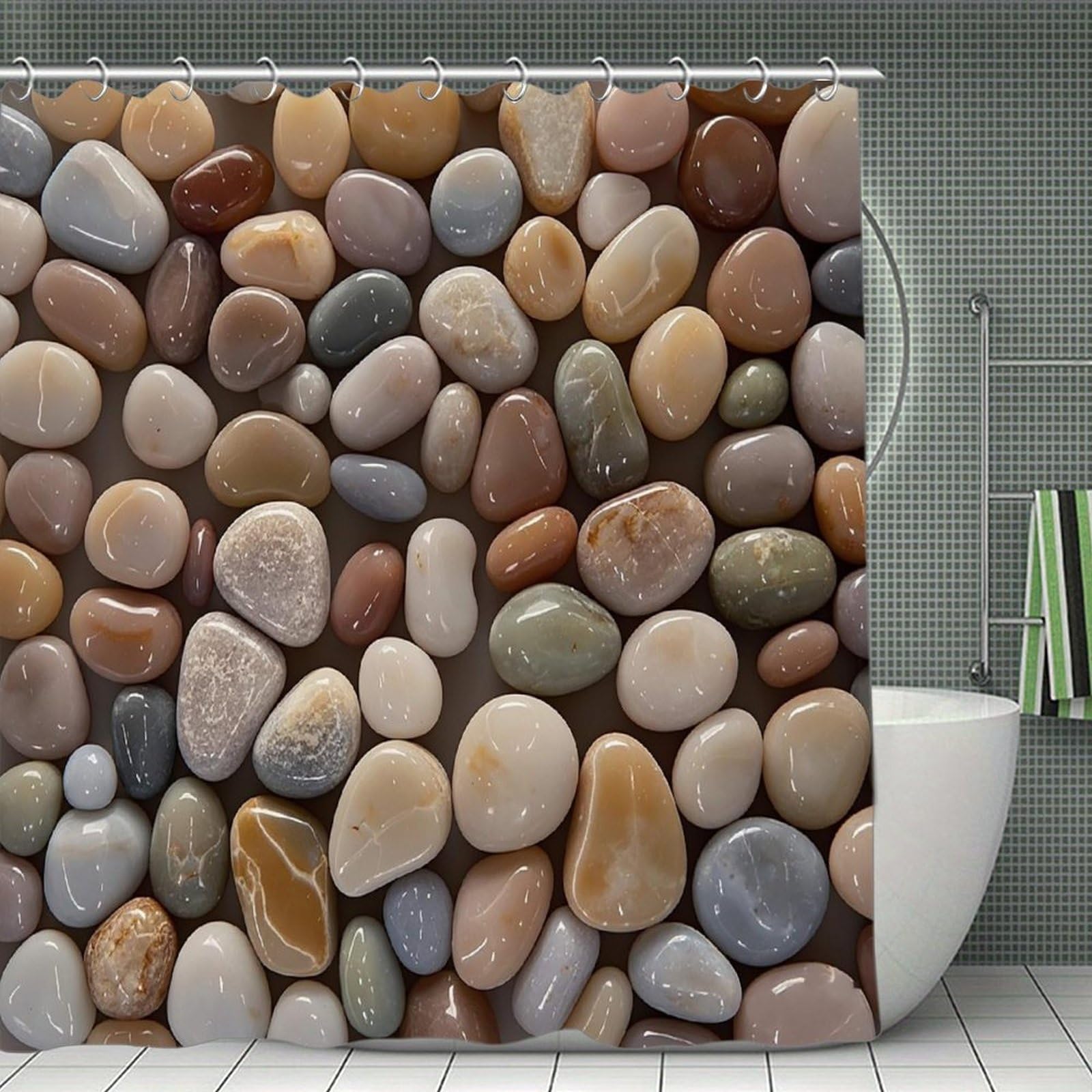 FekiLoot Petoskey Stone Shower Curtain Minimalist Aesthetic Bath Curtain with Hooks Simple Water Resistant Bathroom Shower Curtains Cute Blackout Privacy Curtains Cloth Curtain