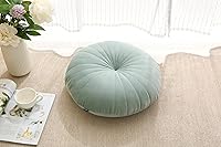 Volple Velvet Round Floor Pillow Meditation Cushion 18 Inch Thick Seat for Adults Yoga Living Room Balcony Tatami Green