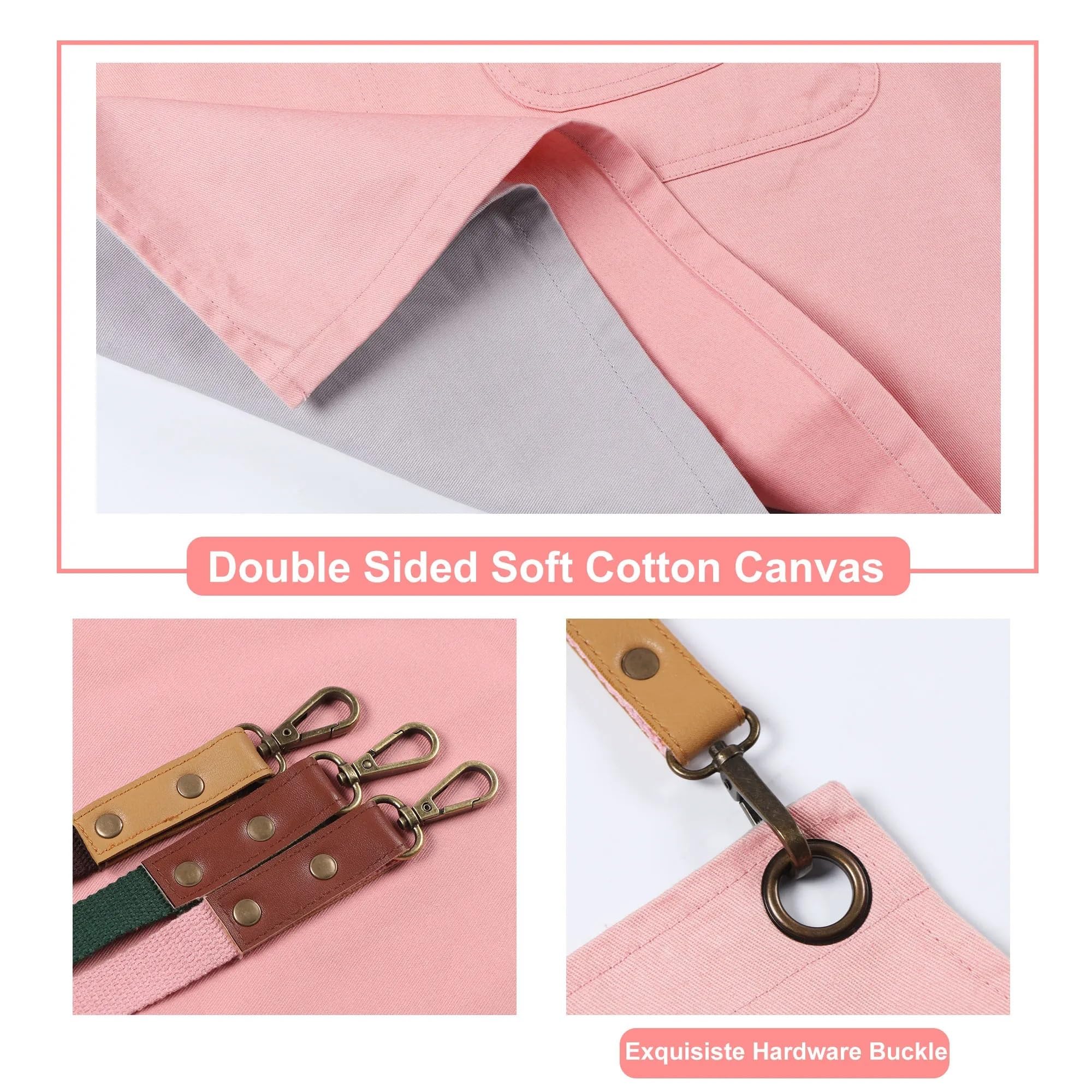 Delantales De Herramientas Delantal de algodón doble cara moda for jardinería, cafetería, ropa trabajo exquisita, tirantes ajustables, delantal cocina for el hogar