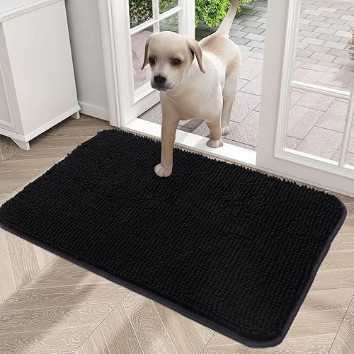 OLANLY Tapete para puerta de perro para patas fangosas, de 24 x 16 pulgadas, absorbe la humedad y la suciedad, absorbente, antideslizante, lavable,