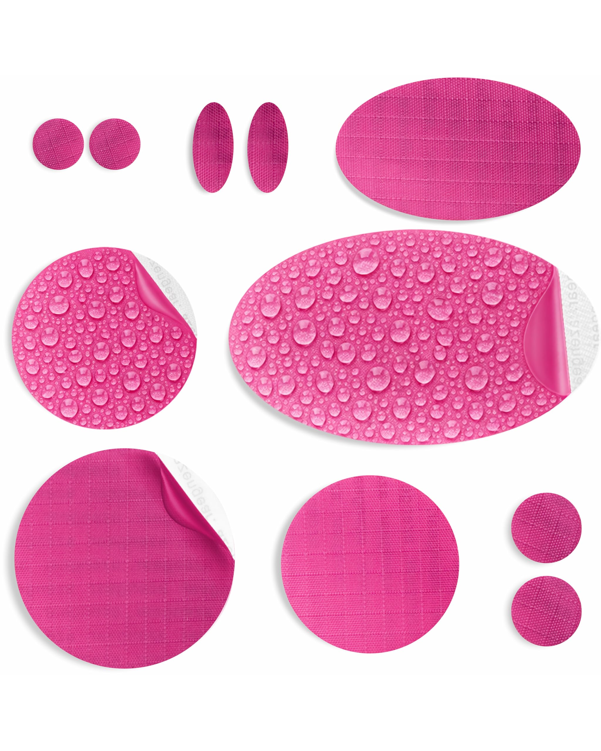 aZengear Toppe di riparazione (30+ colori) per piumini, giacche imbottite, tende, scarpe e tappezzeria, autoadesive, impermeabili, resistenti a strappi (11 pezzi, rosa scuro)