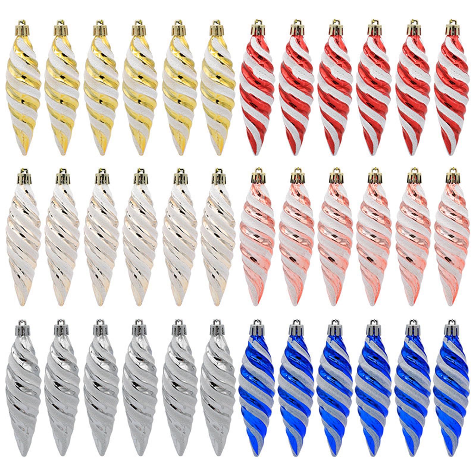 36Pcs Twisted Christmas Tree Ornaments Assorted Color Christmas Tree Hanging Decorations for Certerpieces Decorations