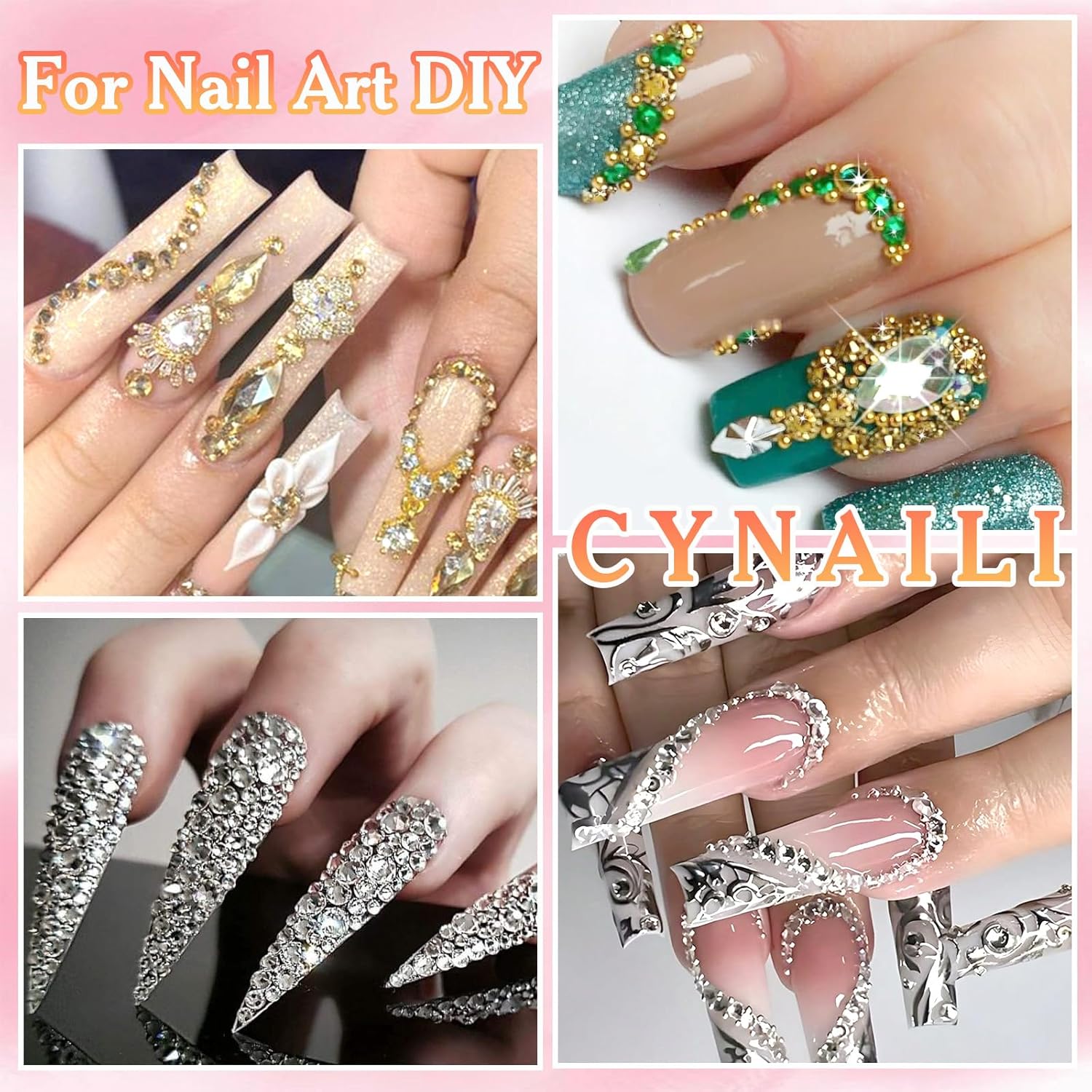 Gold Silver Caviar Beads for Nails Art, Metal Nail Bead with Champagne White Nail Art Rhinestones Flatback Half Round Crystal Gems Silver Gold Steel Balls Beads for Nails Face Makeup DIY Crafts - Image 5