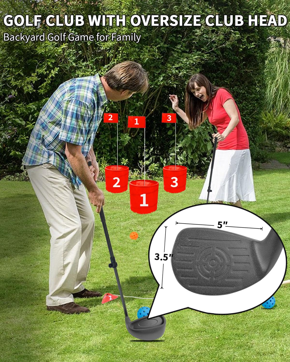 KOFULL Adjustable Minigolf Schläger Golfschläger Golf Iron, 21-36 Zoll Familien-Hinterhofspielset