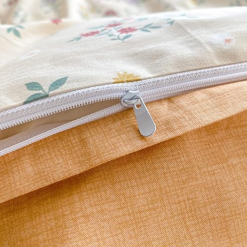 Miniatura 7 de EAVD Juego de funda de edredón de algodón, tamaño King, juego de funda de edredón floral colorido con 2 fundas de almohada, patrón reversible, funda