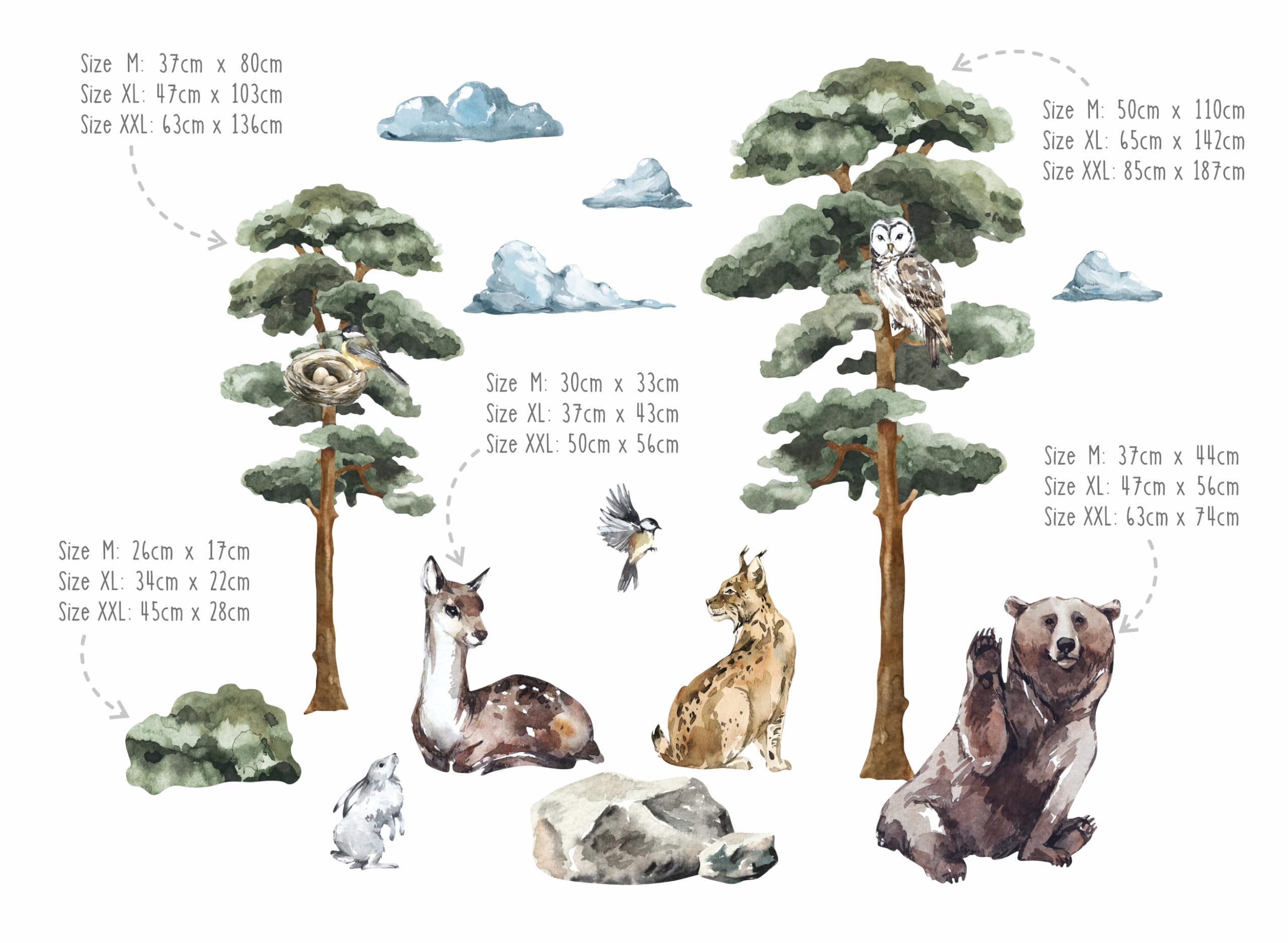 Pegatinas Pared Decorativas - Vinilo Pared Infantil Animales [240x190cm] árboles + oso | Decoracion Habitacion Bebe, Pegatinas Infantiles Pared, Pegatina Pared | ms3634