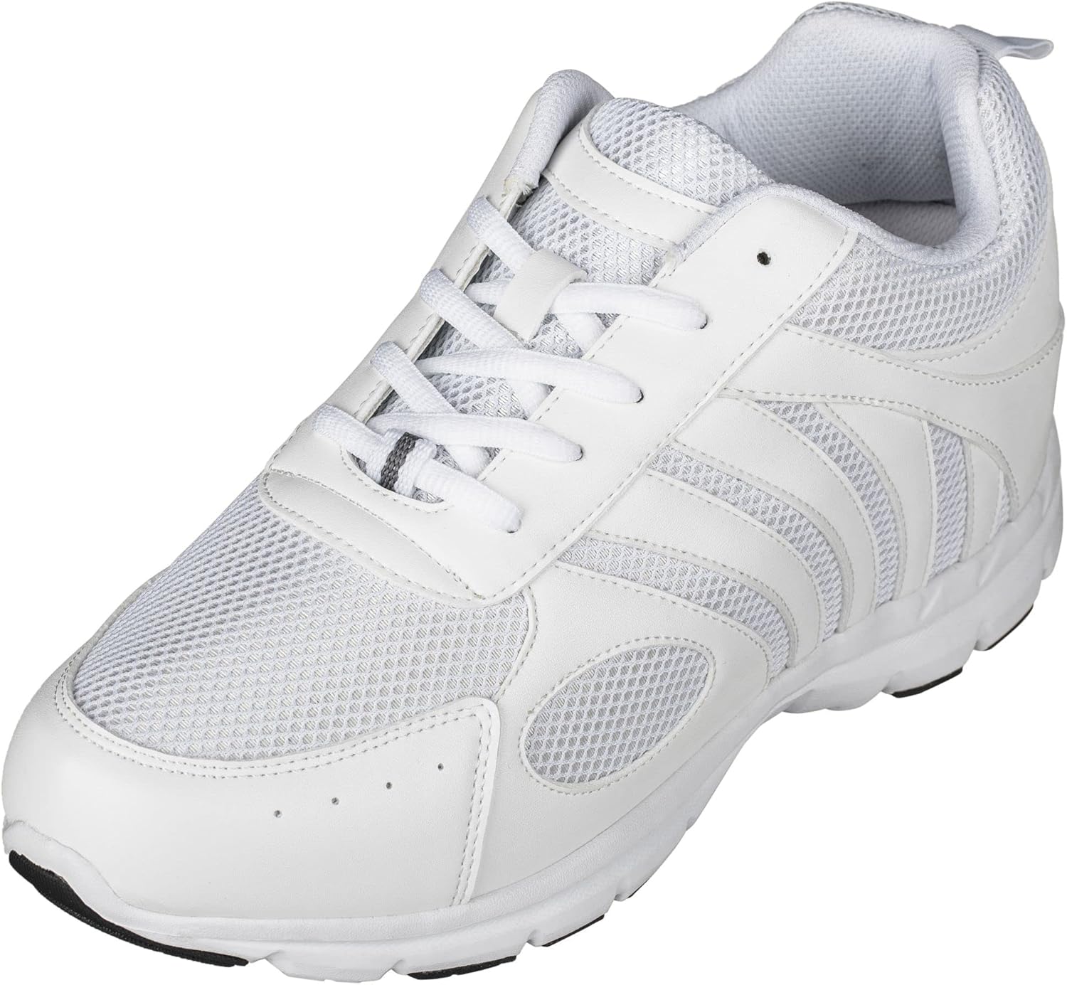 CALTO Men's Invisible Height Increasing Elevator Shoes - White Leather/Mesh Lace-up Super Lightweight Trainer Sneakers - 3 Inches Taller - G3303 - Size 9 D(M) US
