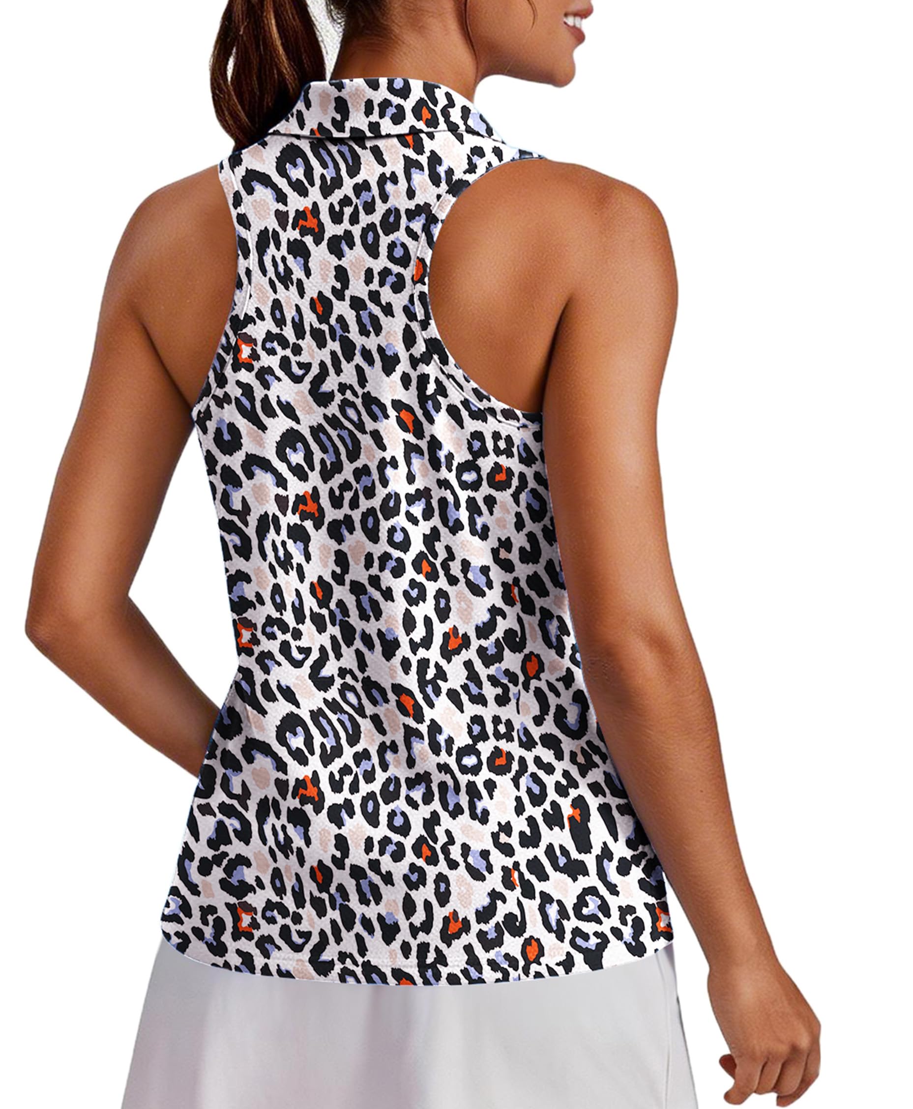 PINSPARK Womens Golf Shirt UPF 50+ Collared Shirts Sleeveless Tennis Tanks