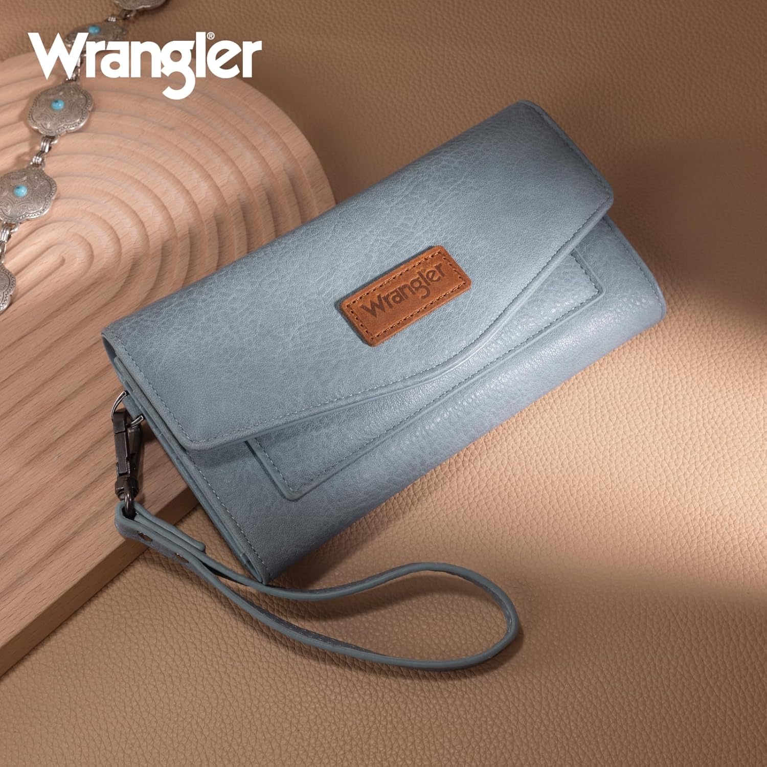 Montana West X Wrangler Womens Wallet Large Card Cases & Money Organizers for Ladies Female Zipper Wallet Wristlet with Coin Purse and Wrist Strap - Image 6