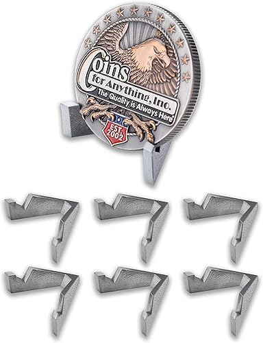 Soporte para monedas (paquete de 6) - Soporte para monedas - Acabado plateado antiguo - Moneda de desafío AA Medallón Token Holder - Empresa