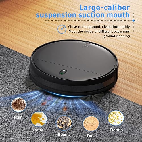 Miniatura 6 de MAMNV Robot aspirador y trapeador, 2 en 1 robot aspirador con tanque de agua y cubo de basura, aspiradora robótica con horario, WiFi/aplicación,