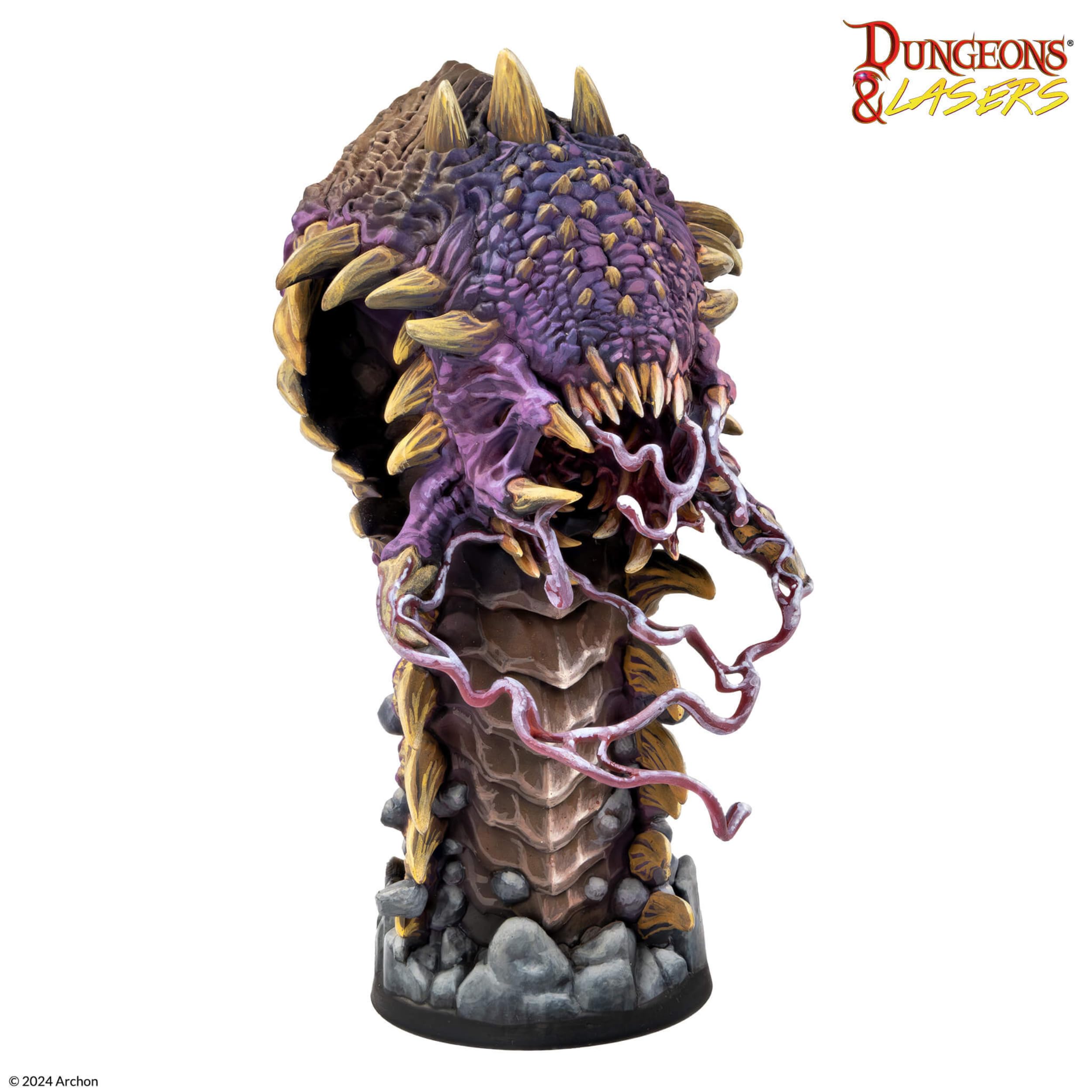 Dungeons & Lasers Sandwyrm Terror of The Dunes DND Miniatura, modelo grande con base escénica, sin pintar, sin montar, para mayores de 14 años
