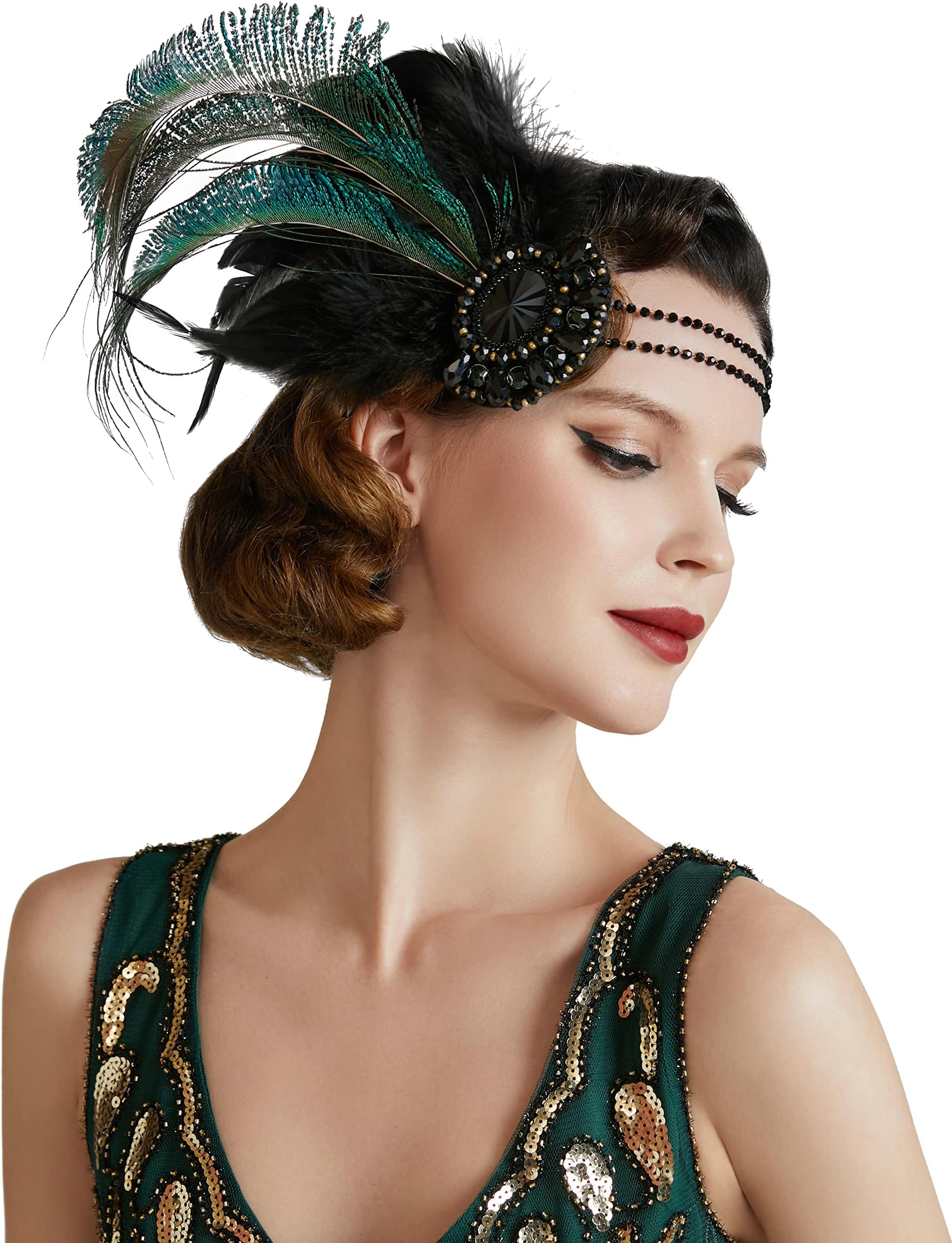 BABEYOND1920s Headpiece Flapper Headband - Vintage Roaring 20s Great Gatsby Headpiece