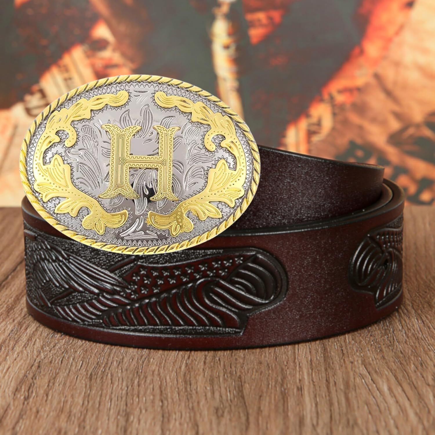 WMG Western Belt Buckle Initial Letters ABCDMRJ to Z Cowboy Belt Buckle, Rodeo Buckles for Men & Women - Image 4